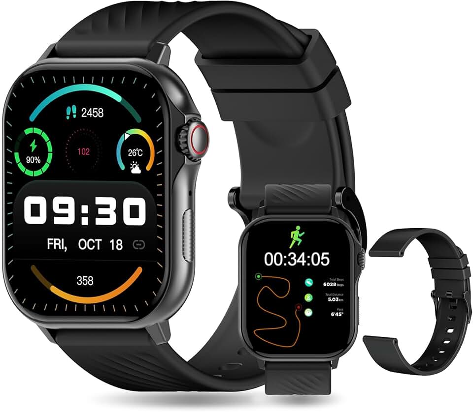 PEJE Smartwatch GPS G08,Tela AMOLED de 2.13", Alexa, Relogio Smartwatch Feminino e Masculino,100 Esportes,1ATM à rova d'água, Chamada Bluetooth, Compatível com Android iOS (Preto)