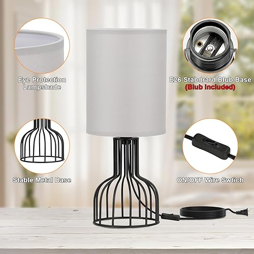 Miniatura 7 de Lámpara pequeña para dormitorio con regulación de 3 vías, moderna lámpara de mesa pequeña junto a la pequeña, lámpara de mesita de noche con base de