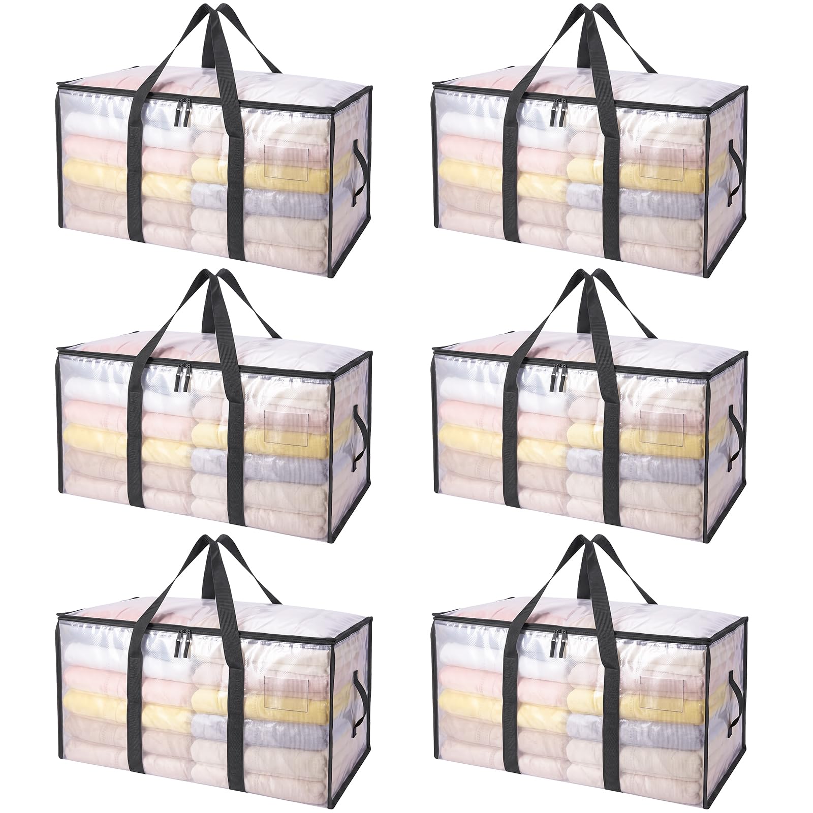BALEINE 48-Pack Oversized Moving Bags with Reinforced Handles, Heavy-Duty Storage Tote for Clothes, Moving Supplies (Clear, 48-Pack)