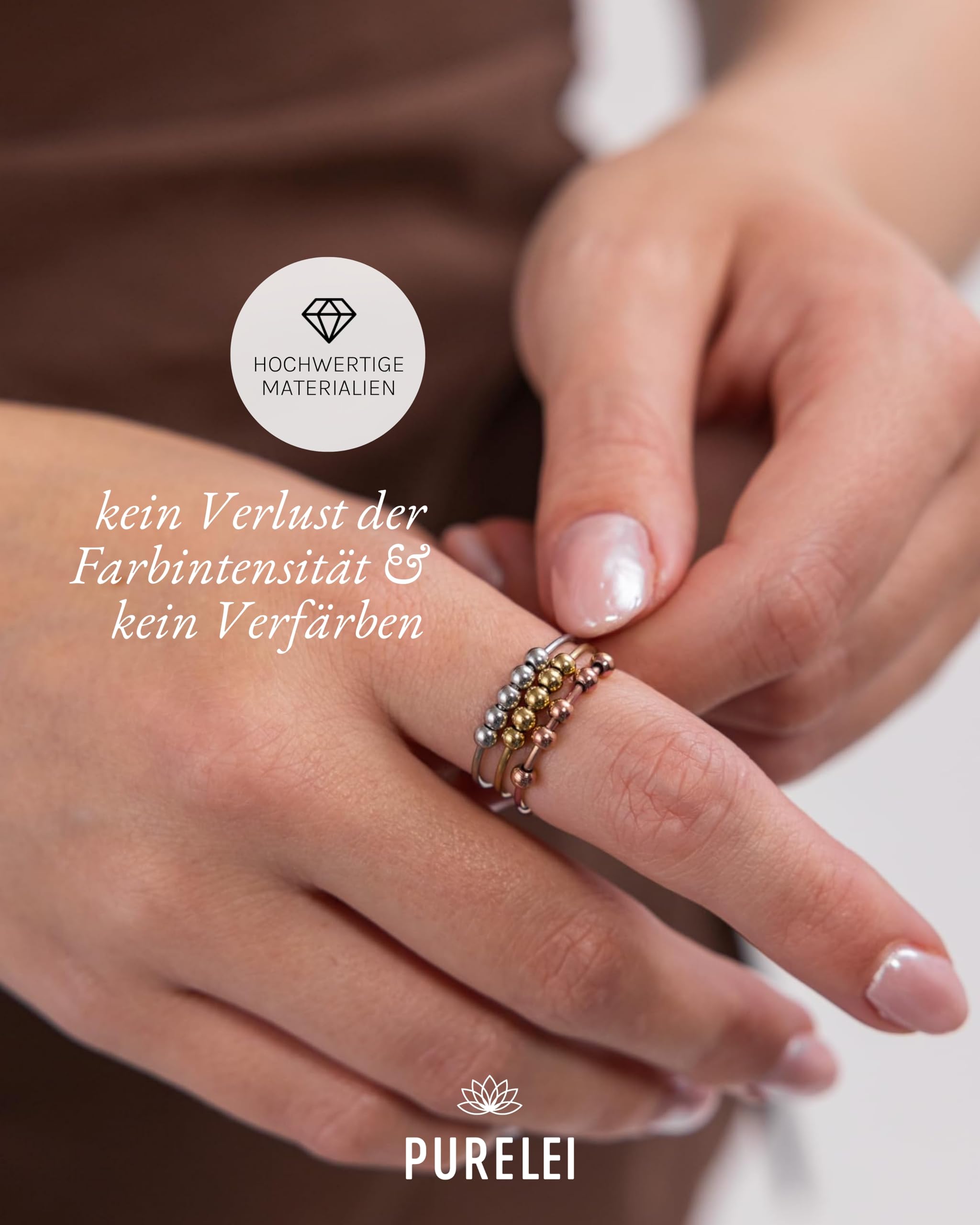 Purelei Shade Anxiety Ring - Fidget – Damenring aus langlebigem Edelstahl – Wasserfeste Ringe – in verstellbaren Größen erhältlich von 50-66 - Damenschmuck