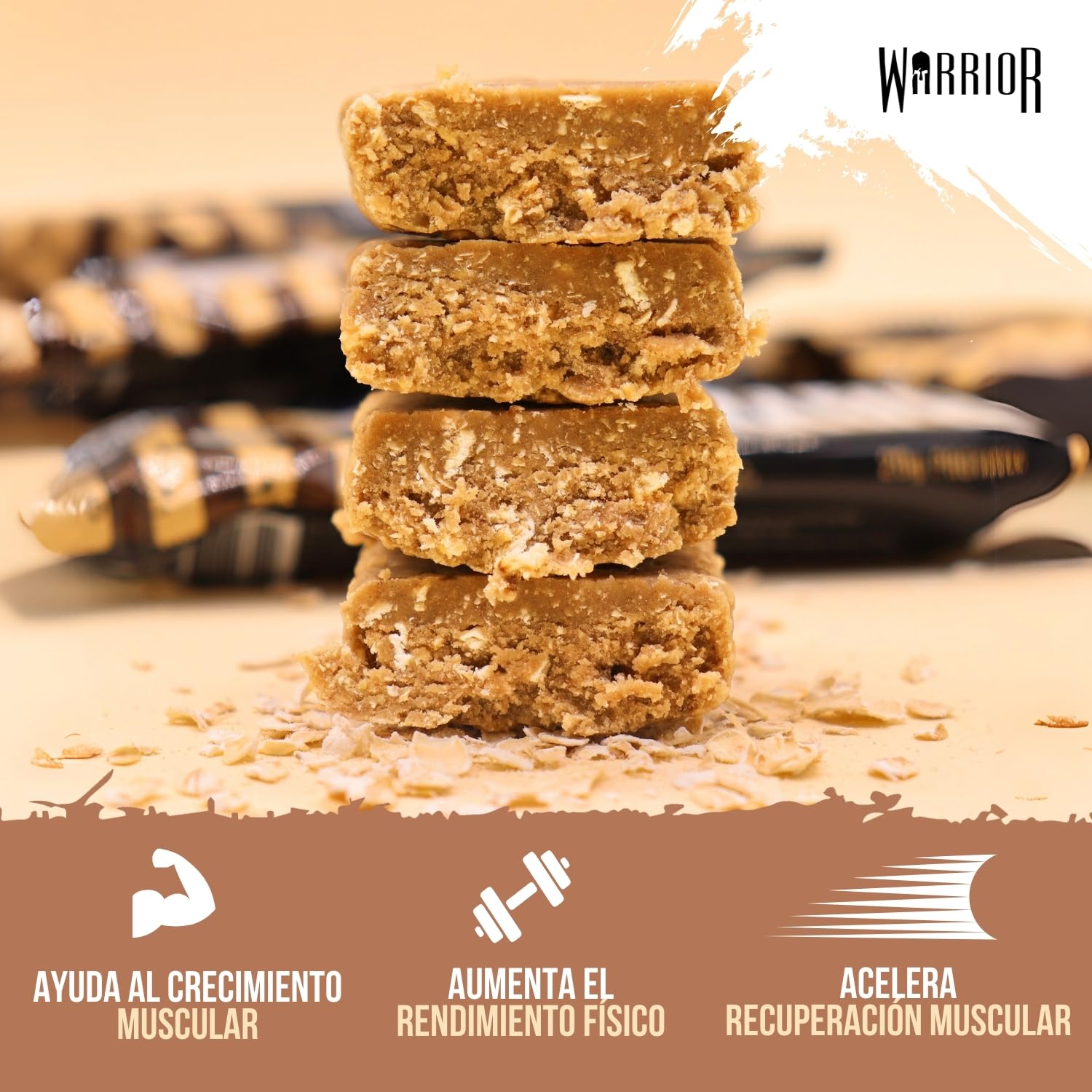 Warrior RAW Flapjack 20 g de Proteína – Pack de 12 x 75 g – Avena Alta en Fibra y Baja en Azúcar – Snack Saludable y Energético (Galletas y crema)