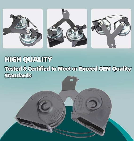 MITZONE Horn Assembly with Bracket Compatible with 2009-2014 Ford F-150 Replace 9L3Z-13832-A