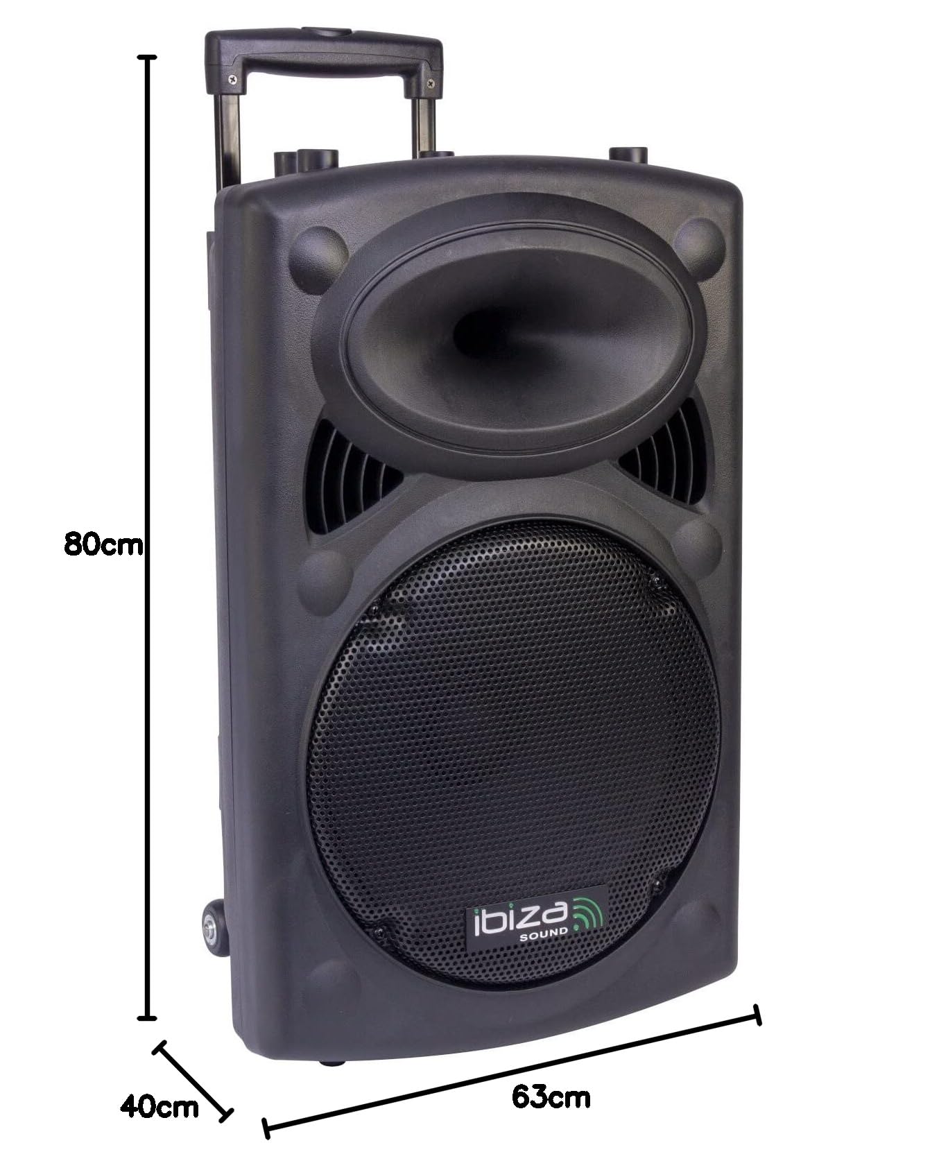 Ibiza Sound - PORT12VHF-BT - Système Actif Amplifié sur Batterie 1400W Sonorisation Musiciens DJ USB Bluetooth Mobile