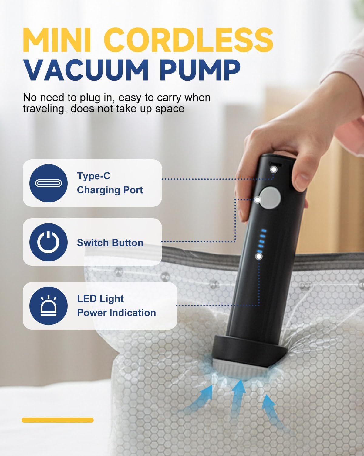 vacuum storage bags with electric pump, jumbo space saver vacuum seal bags for clothes, blankets and bedding, storage bags vacuum sealed with extra large compression design (jet)