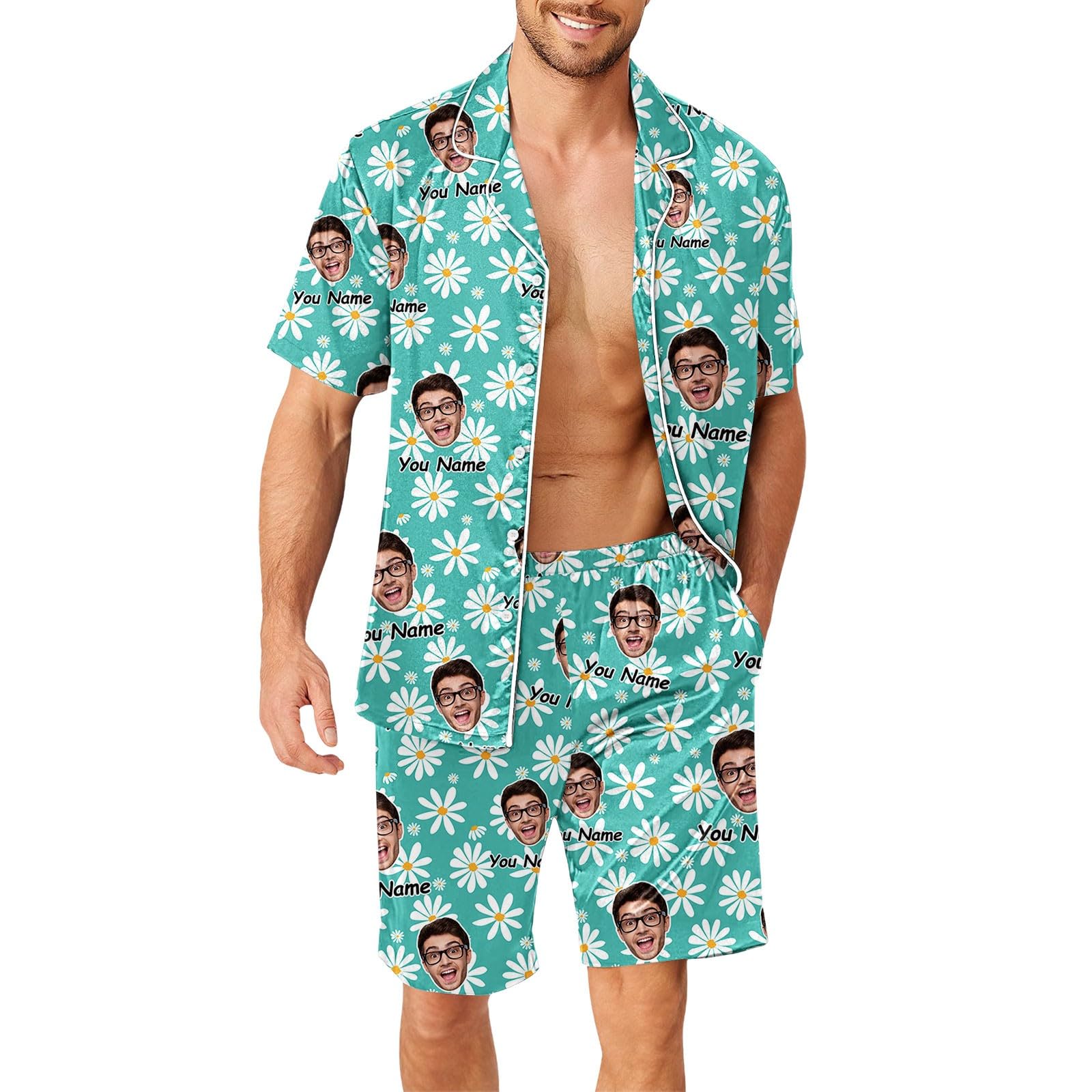 Generisch Patrón de costura pijama hombre pantalones para hombres mujeres parejas a juego unisex nombre personalizado diseñador albornoz hombre