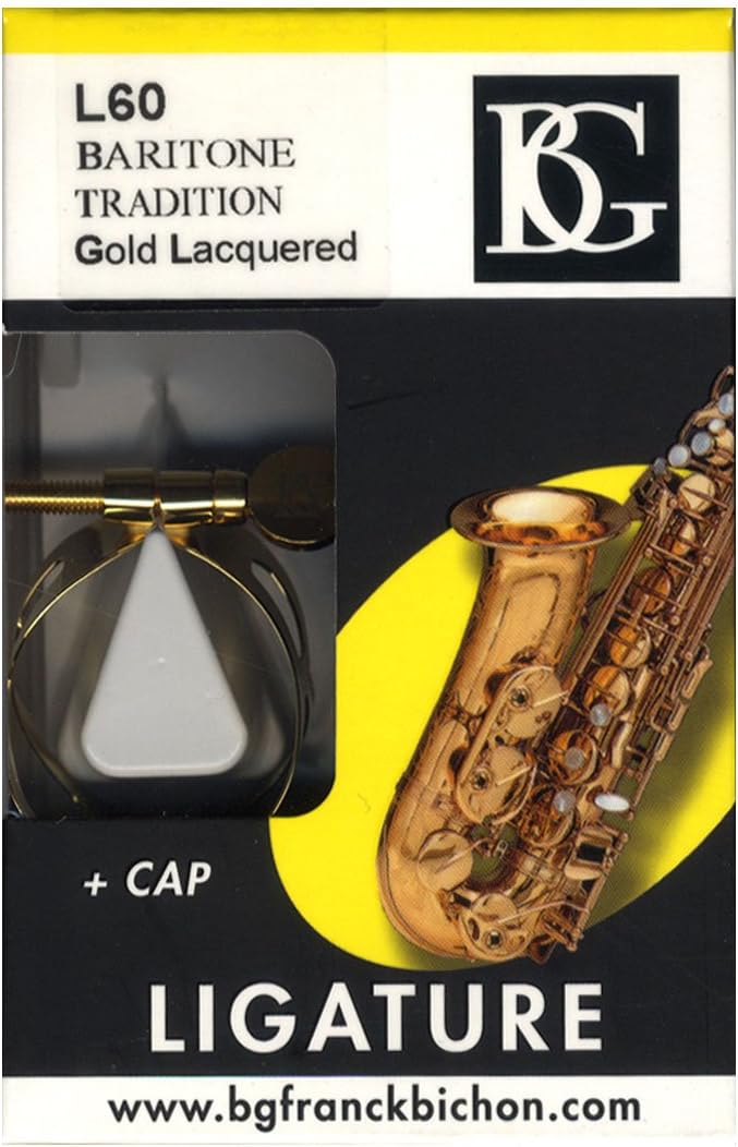 BG L60 Ligature with Cap, Baritone Saxophone, Trad, Gold-Plated