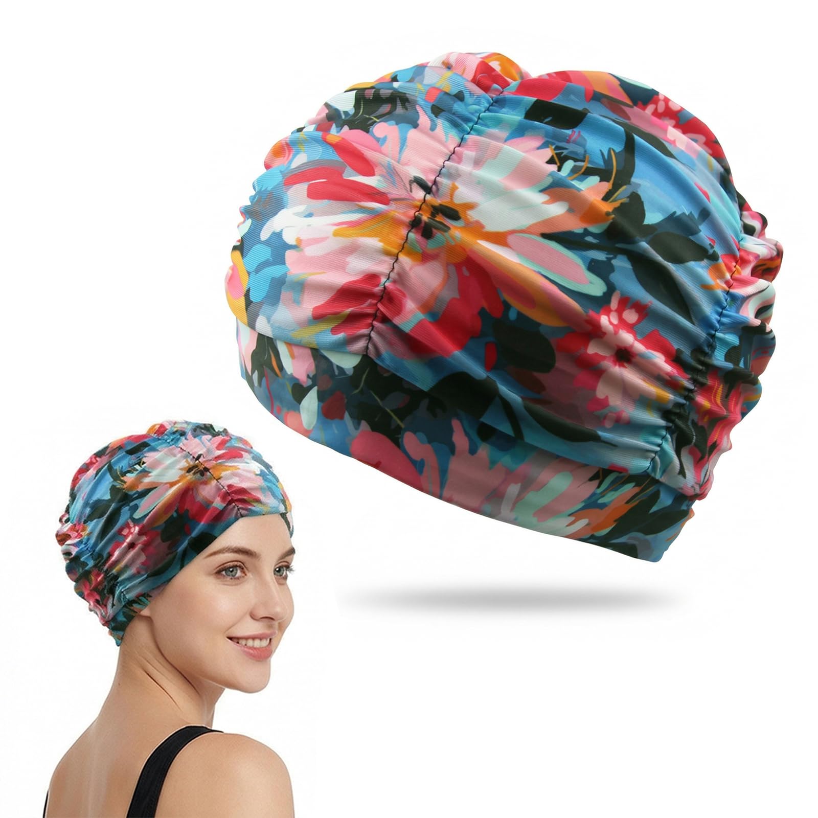 1 Pieza Gorro Baño (Flores Rosas) | Transpirable & Elástico | Para Natación, Verano