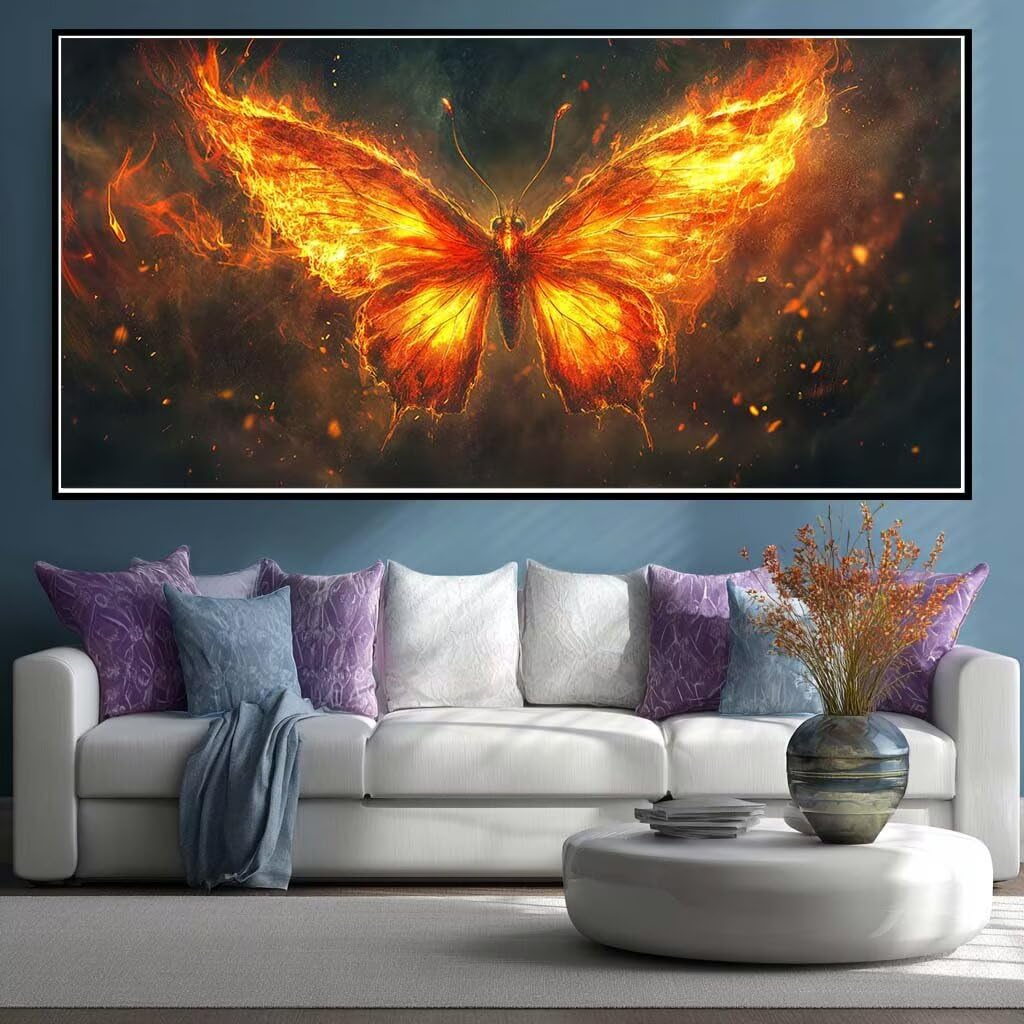 Wangllpgy Round Diamond Diamond Painting Kits For Adults Large, 5D Diy Butterfly Diamond Art Kits Adults Large Dimond Art Dreamlike Crystal Cross Stitch Gem Arts Crafts For Wall Decoration 200X100cm/78.7X39.4 Inch (Wl533)