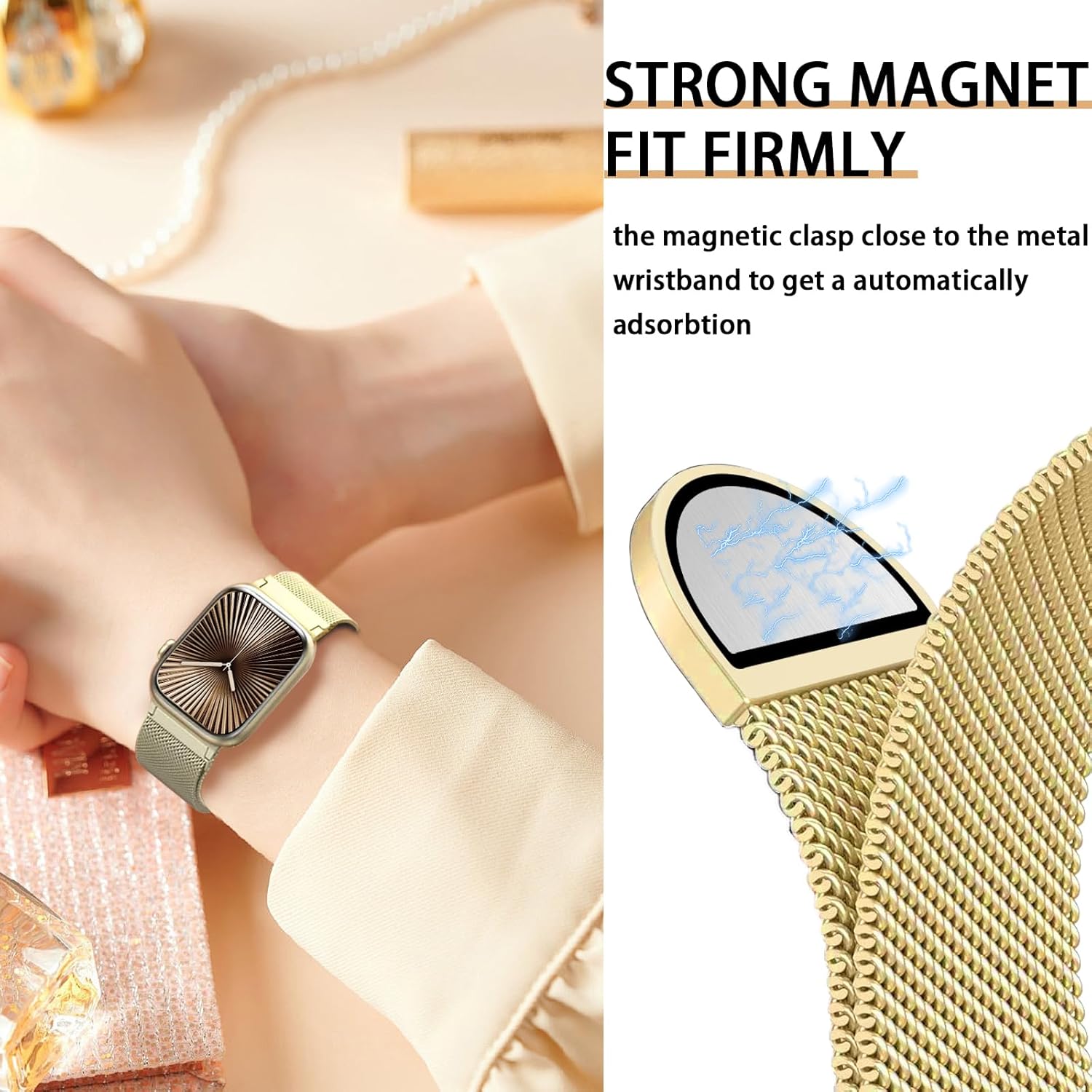 Magnetic Band and Case for Apple Watch Band 40mm 41mm 42mm 44mm 45mm 46mm 49mm Women/Men, Stainless Steel Milanese Loop Strap, Full Protective Cover for iWatch SE Series 11/10/9/8/7/6/5/4/Ultra - Image 5