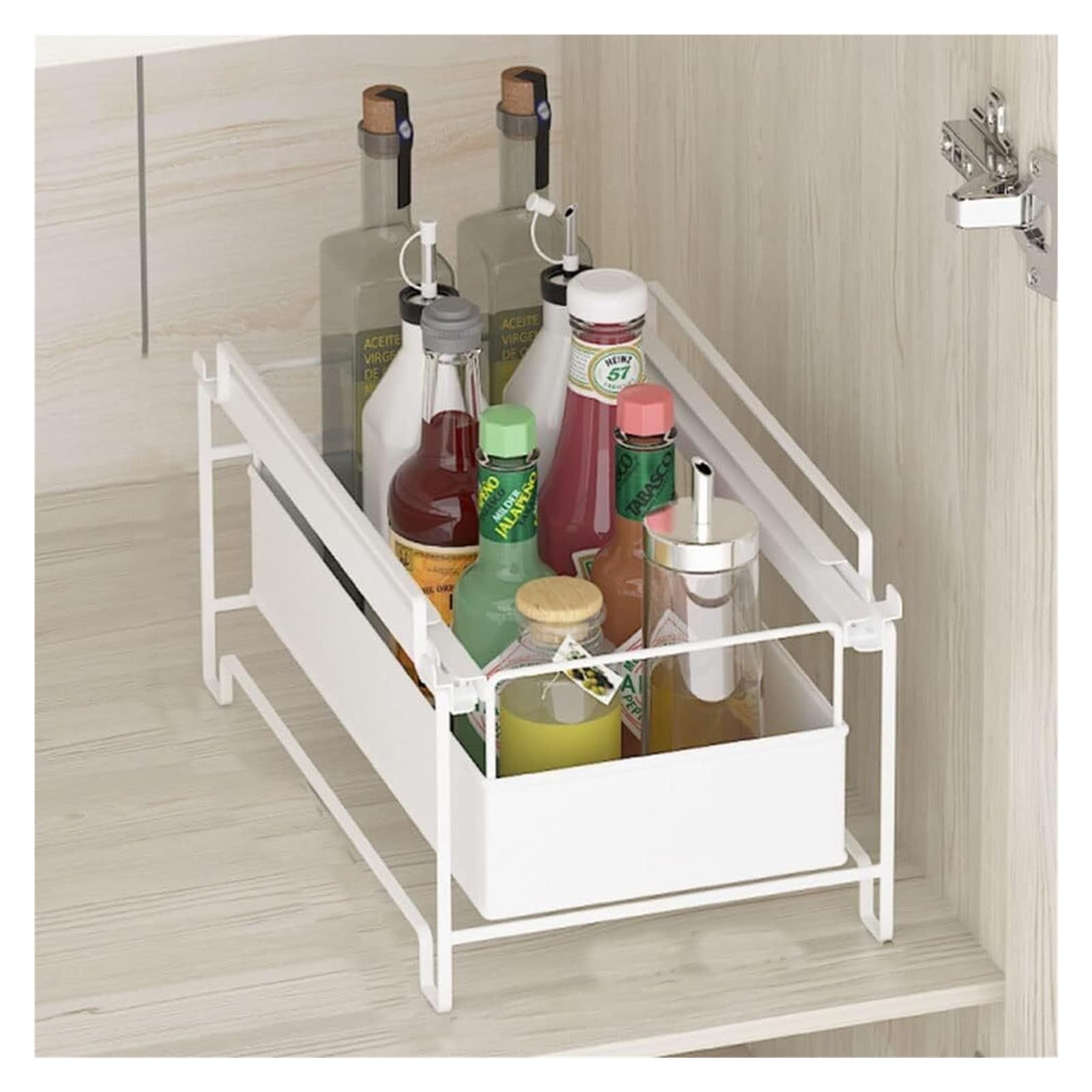 Organizzatore da Cucina Armadietto portaspezie allungabile da Cucina, portaspezie, organizzatori e ripiano portaoggetti per dispensa(Wit,40 * 28.5 * 24.5 cm)