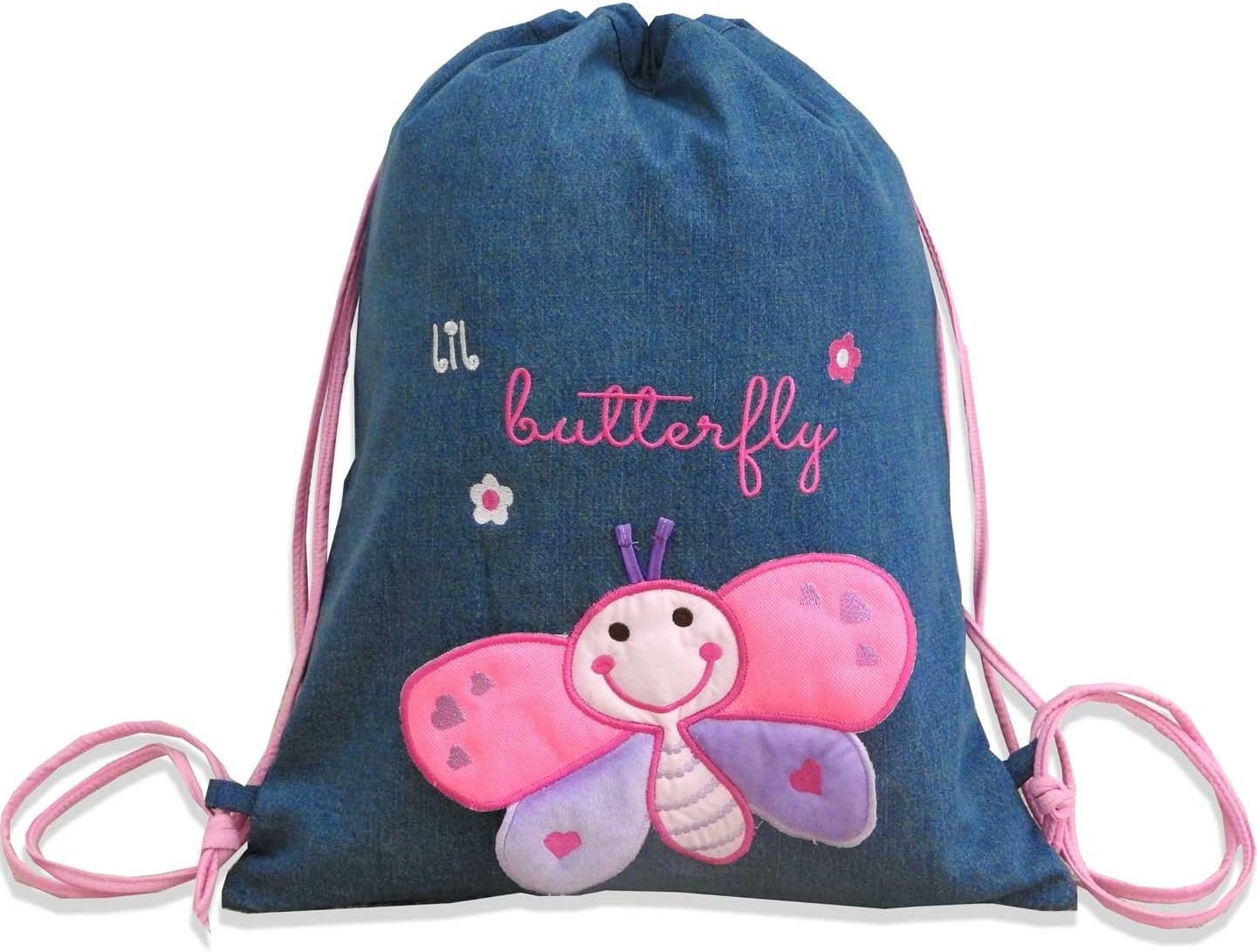 The Pipal Embroidered Appliqued Drawstring Backpack Activity Sling Travel Tote Bag