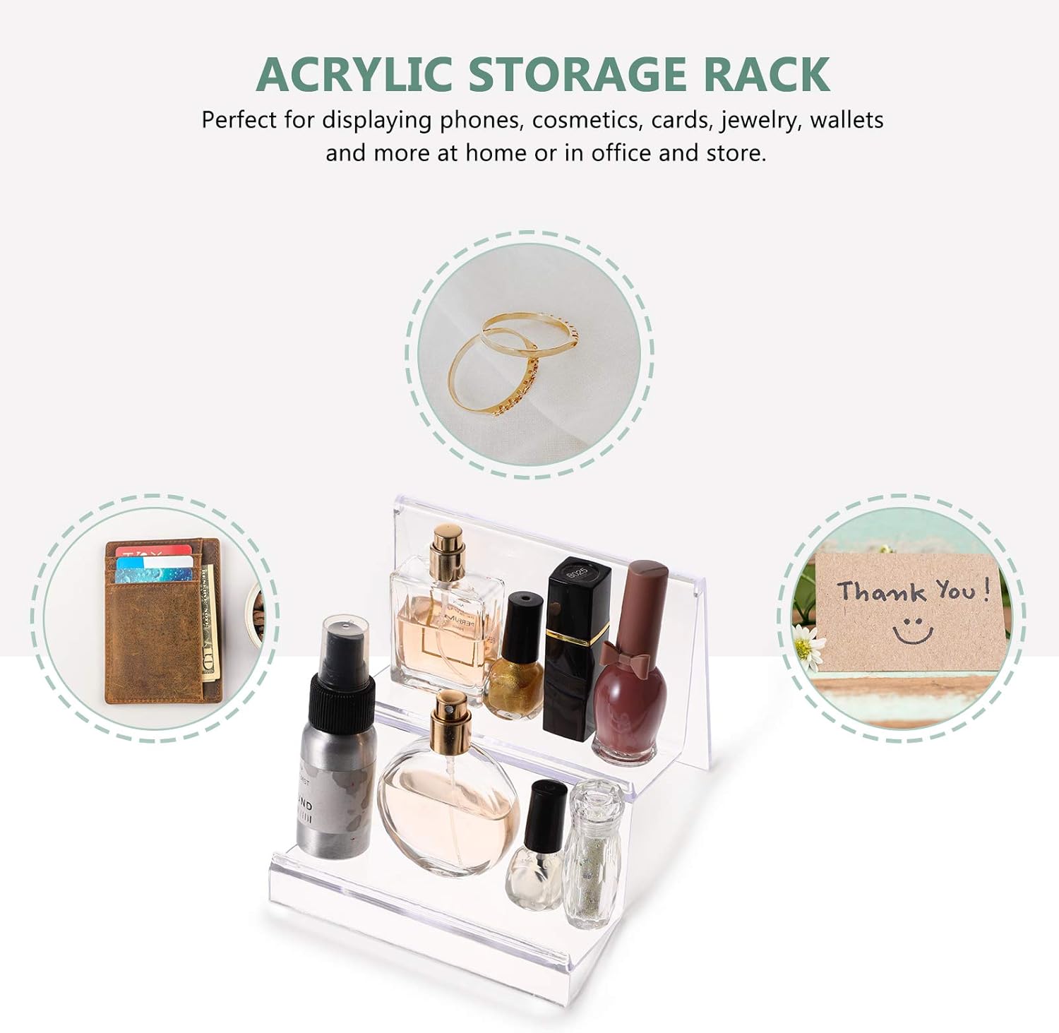 DOITOOL Clear Acrylic Purse Display Stand Holder Wallet Stand 2 Tier Handbag Purse Display Stand Glasses Holder Jewelry Display Riser Shelf for Home Decoration and Organizer