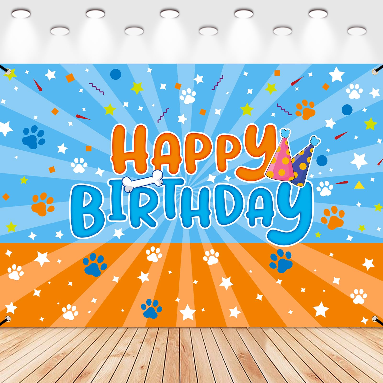 5 * 3ft Blue Dog Birthday Party Decorations Supplies, Blue Dog Party Photography Backdrop Photo Decor Banner, Boys Baby Shower Photography Backdrop (