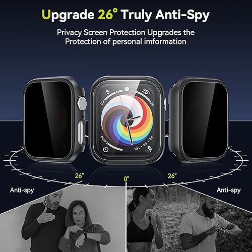 Miniatura 2 de WSKEN Paquete de 2 fundas de privacidad para Apple Watch de 1.575 pulgadas (1.575 in) para las series 6, 5, 4 SE, antiespía de 26 grados