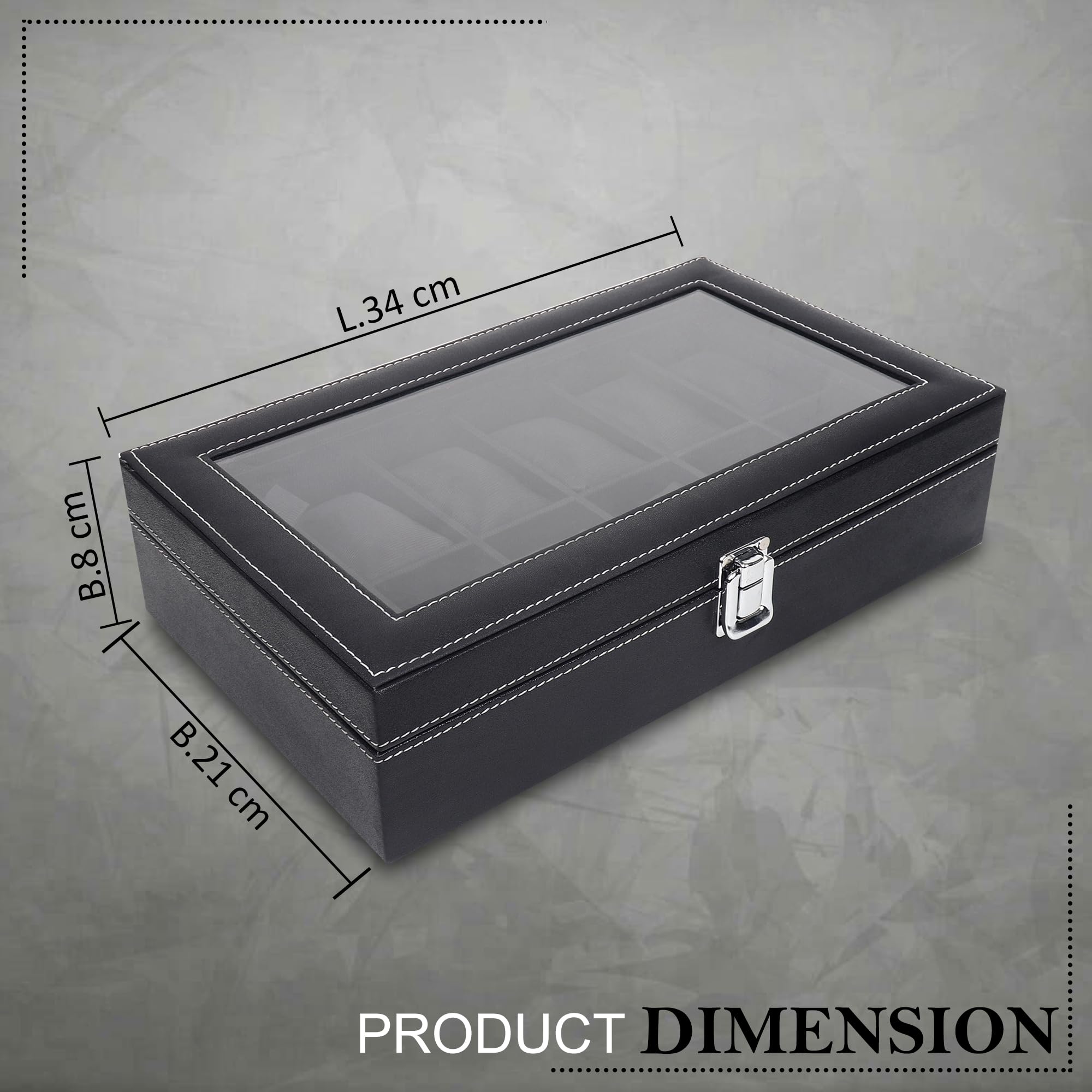 LEDO Watch Box Organizer Display Case Holder in 12 slots of Watches with Transparent Look Black Velvet Interior 2