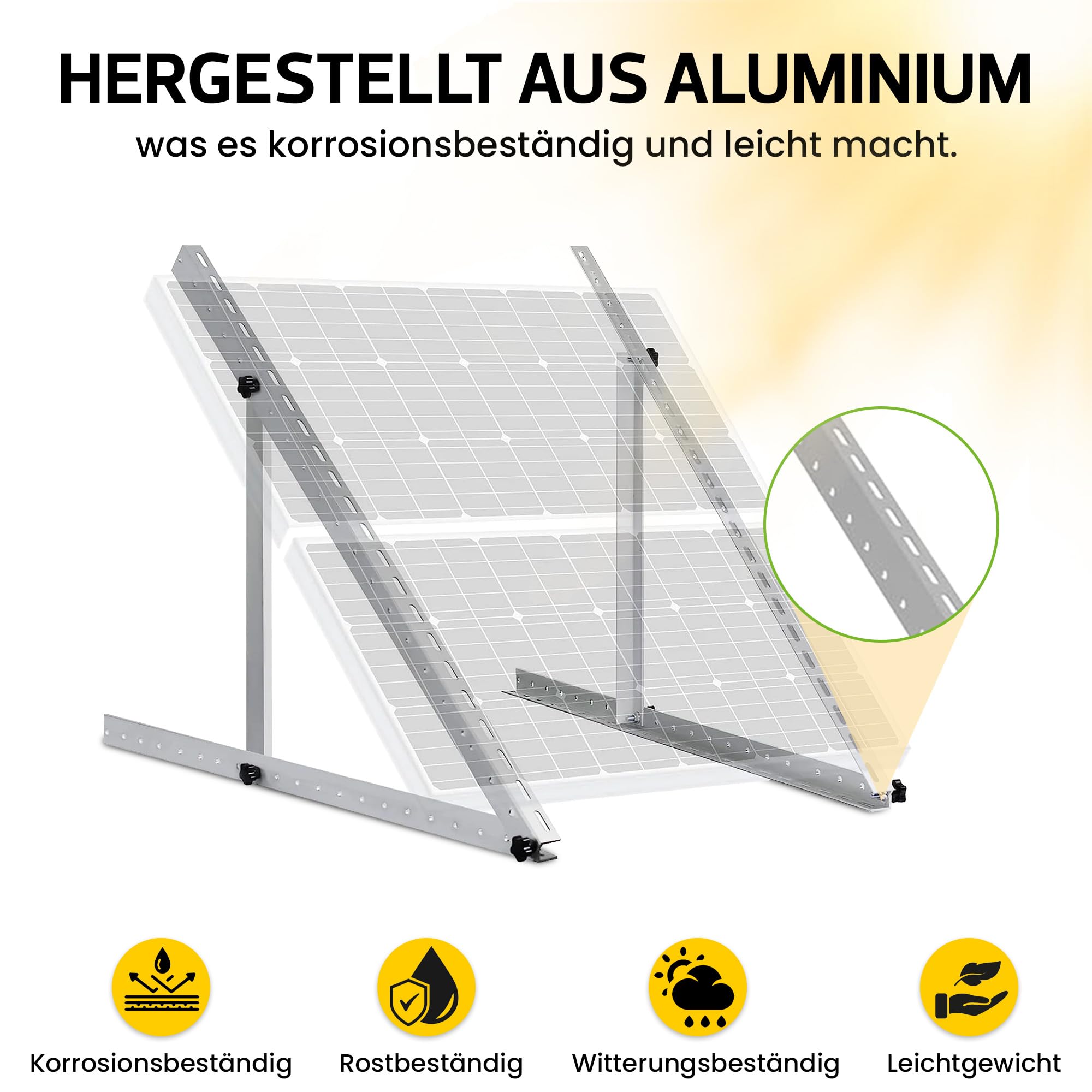 Nośnik modułu solarnego z regulacją nachylenia od 0 do 90° do 1040 mm szerokości modułu