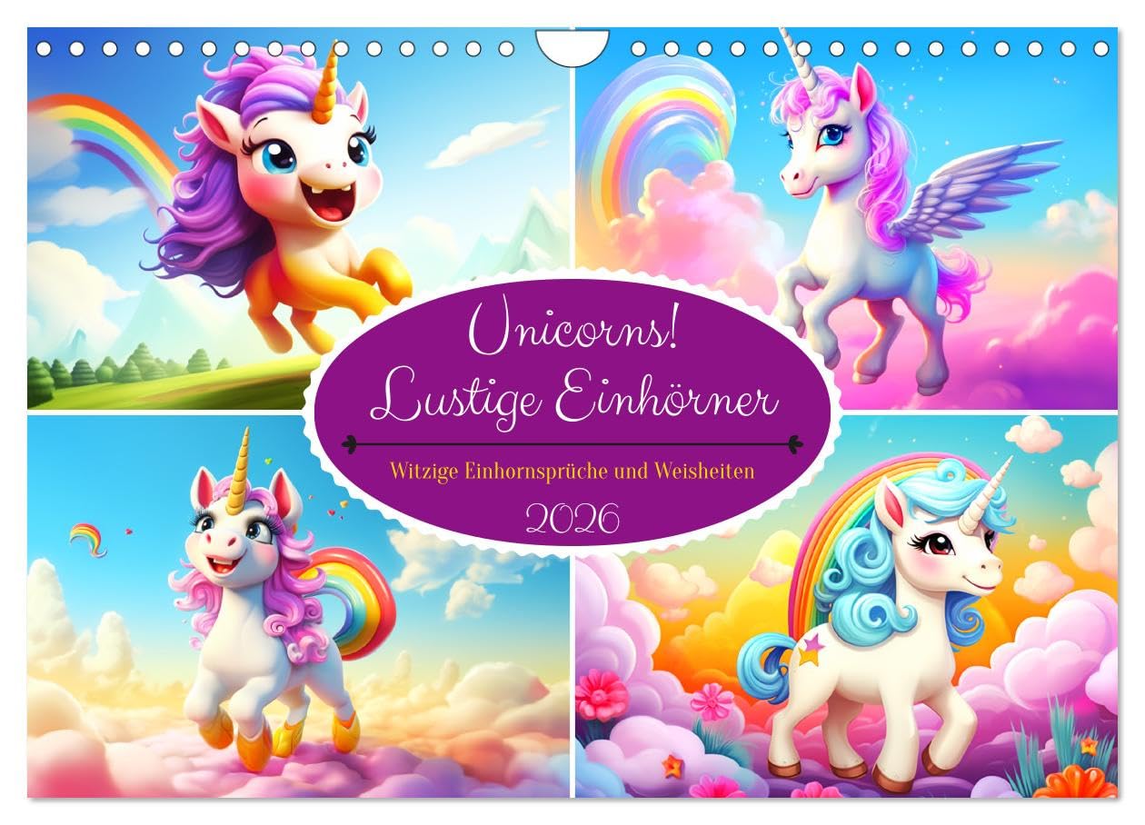 Calendrier licorne 2026 A4 pour un quotidien drôle et plein d'humour au bureau
