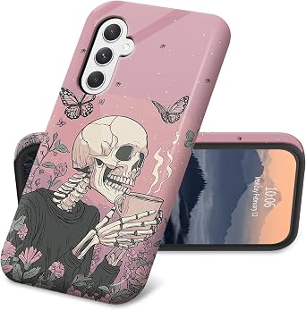 for Samsung Galaxy S25 FE Case Hybrid Dual Layer Women Men Slim Hard PC Shell Soft TPU Silicone Bumper Rugged Shockproof Protective Cell Phone Cover for Samsung S25-FE 5G, Pink Human Bone