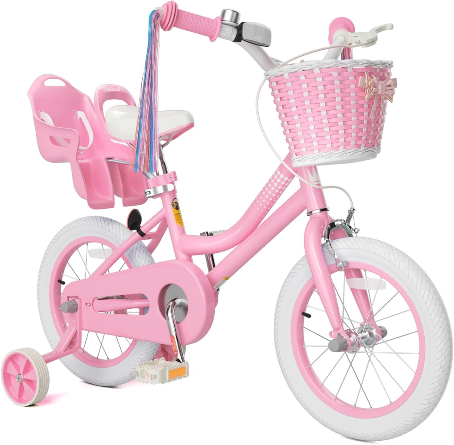 Glaf 12 14 16 20 Inch Girls Bike with Training Wheels for Kids Age 2-12 Years Old Toddler Girls Bike with Basket and Doll Seat Kids Bicycle Adjustable Seat