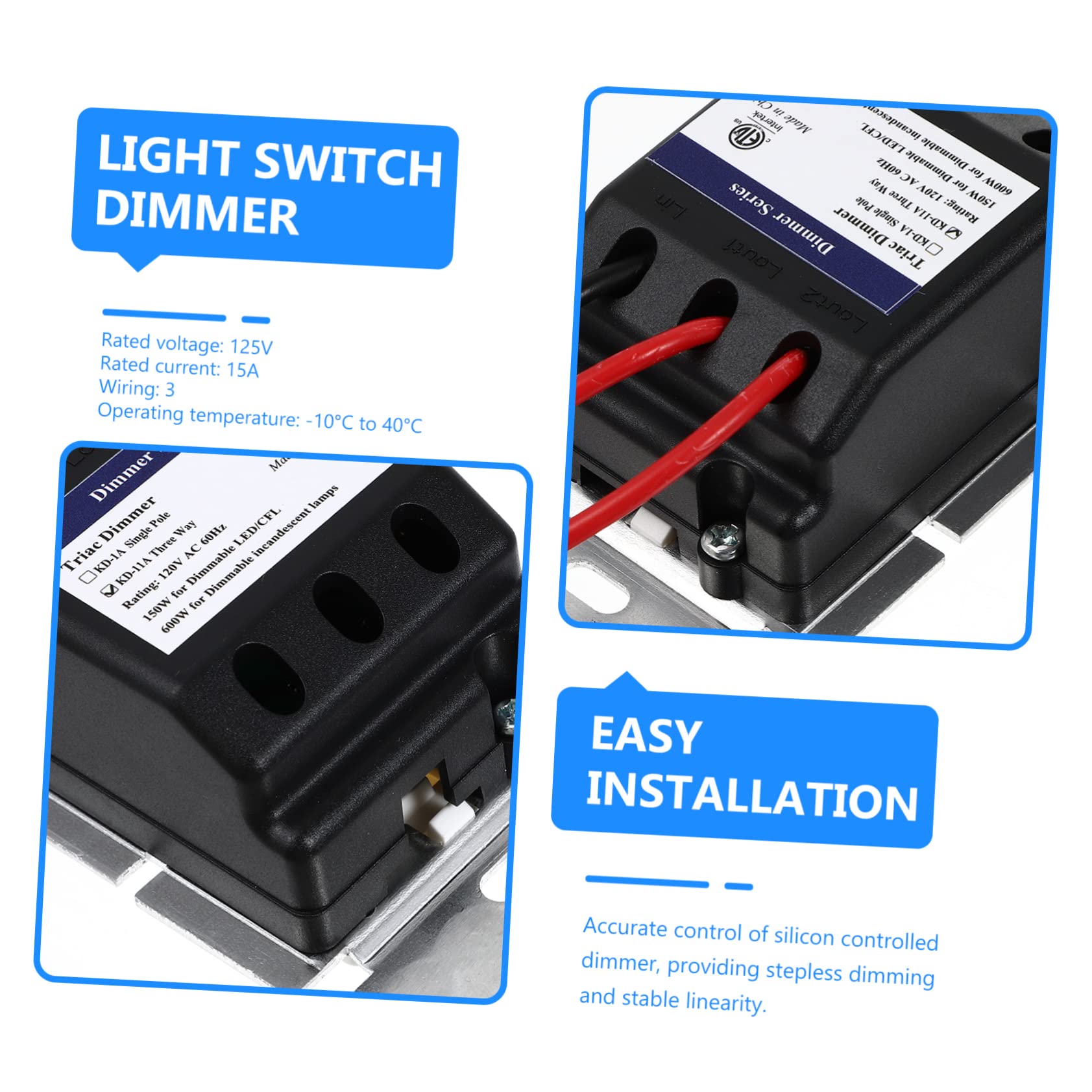 Homoyoyo 600w Interruptor De Regulación De Intensidad Para Luz Led Indicador Azul Máximo Incluye Panel De Pared Para Dormitorios y Salas De Estar