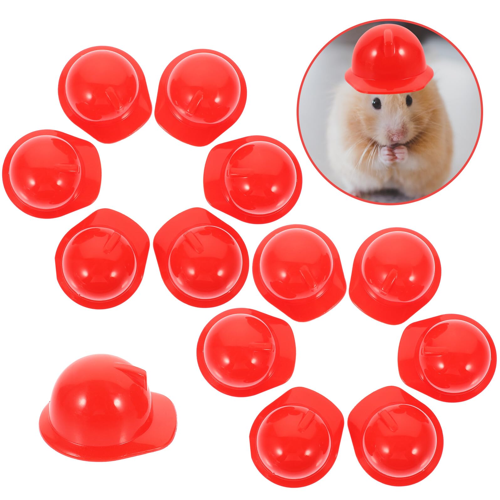Mini Cascos de Seguridad para Muñeca, 20 Piezas, Plástico Rojo | Decoración para Tarta y Mascota, Uso Exterior, Accesorio Lúdico para Niños