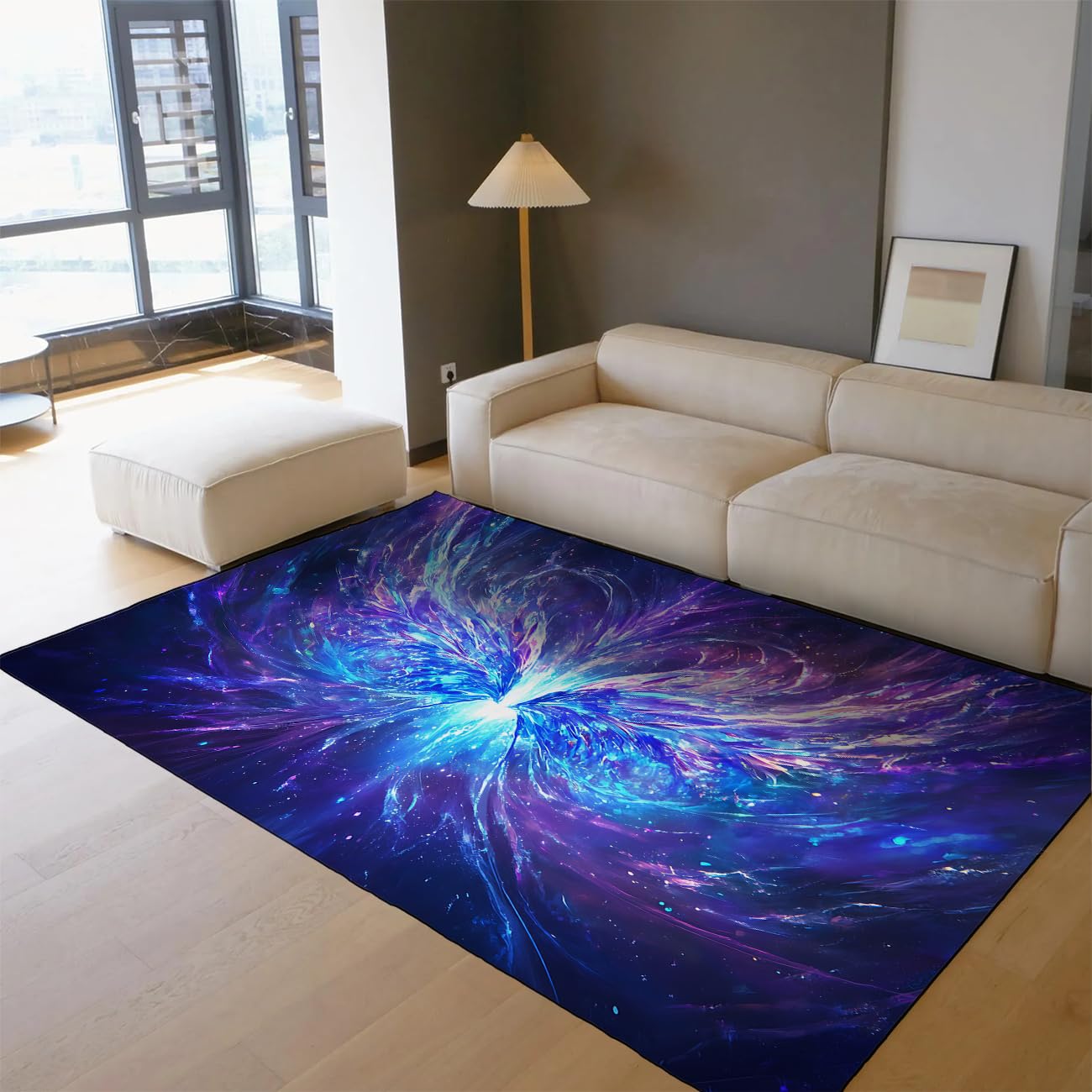 Futurystyczny dywan o tematyce fantasy, abstrakcyjny wzór feniksa, nadaje się do prania, niskie runo, duży dywan do salonu, do holu, mieszkania, 120 x 200 cm