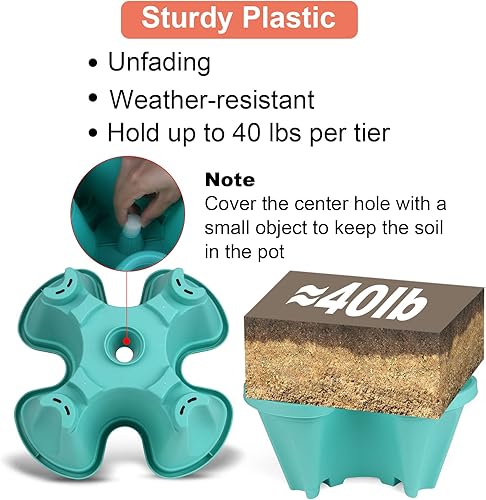 Miniatura 2 de Macetero vertical apilable de 5 niveles, macetas de jardín, fresa, hierbas, flores y verduras, macetas de jardinería para interiores y exteriores,