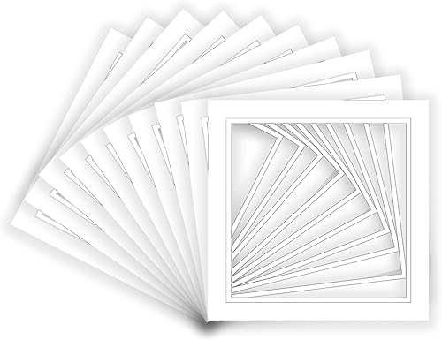 Tapete de 20 x 20 pulgadas para fotos de 8 x 8 pulgadas, precortado blanco sobre blanco, doble paspartú para marcos de 20 x 20 pulgadas, corte