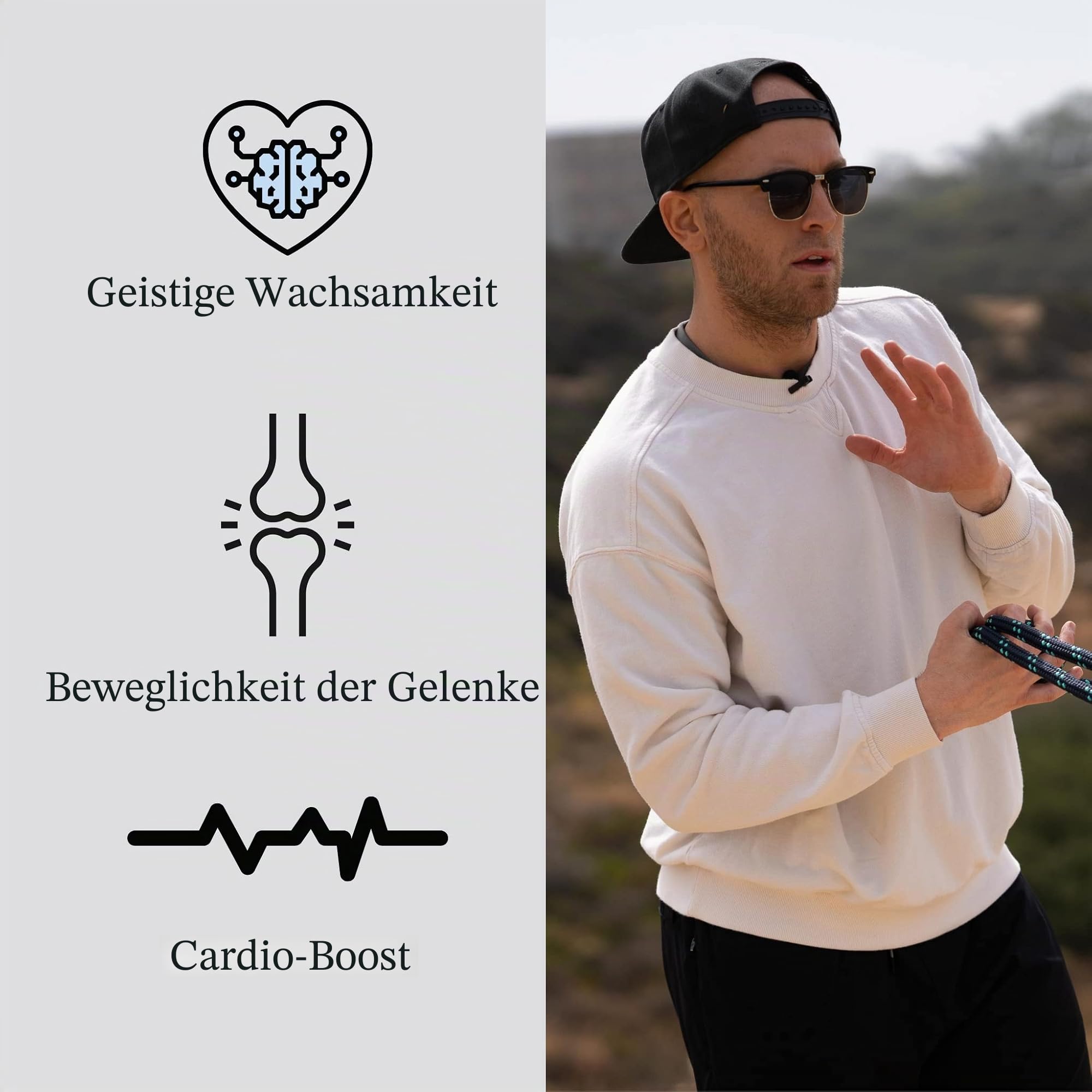 Flow Rope Übungs-Springseile für Zuhause, Fitnessstudio, Cardio, gewichtetes Springseil für Freestyle-Springen & Springen, hilft Oberkörper-Fitness für Boxen & HIIT-Anfänger, 560 g