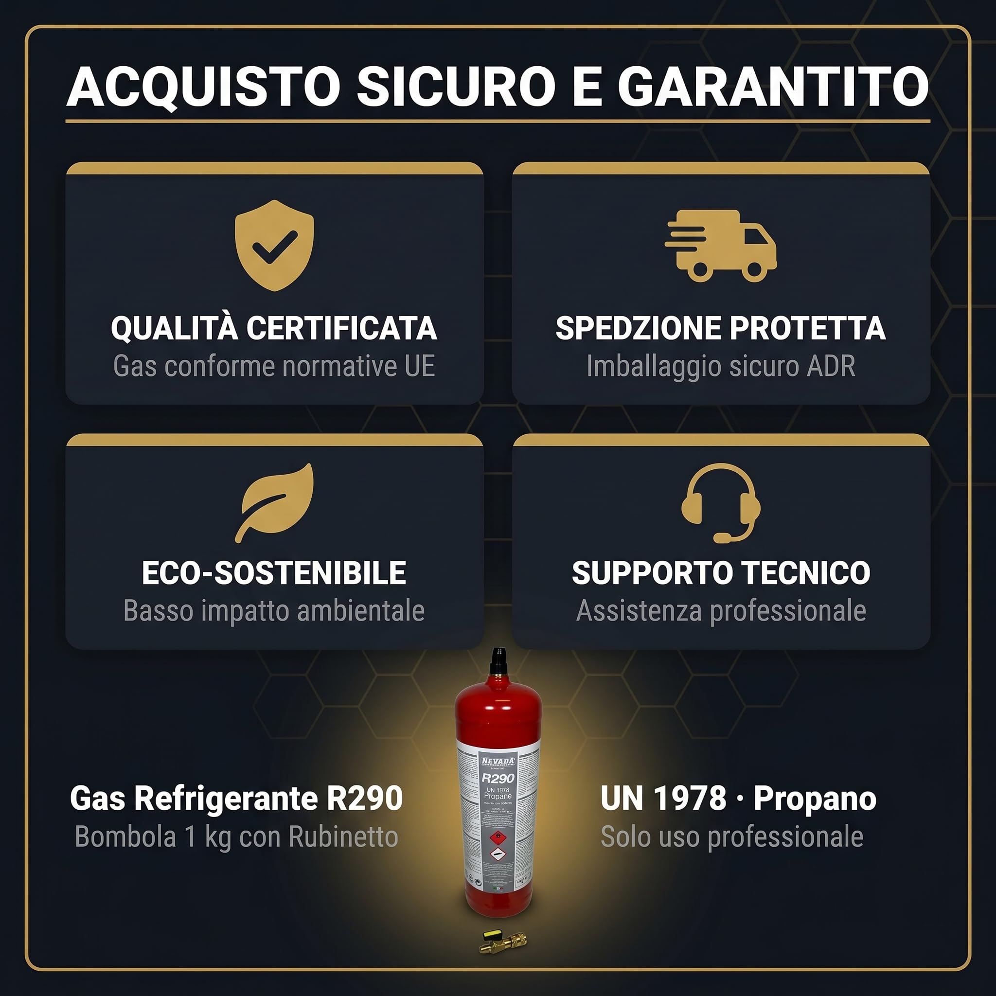 Gas Refrigerante R290 Propano in Bombola da 1Kg – Refrigerante Naturale per Climatizzatori e Frigoriferi – Alta Purezza – Bombola per Ricarica Impianti HVAC