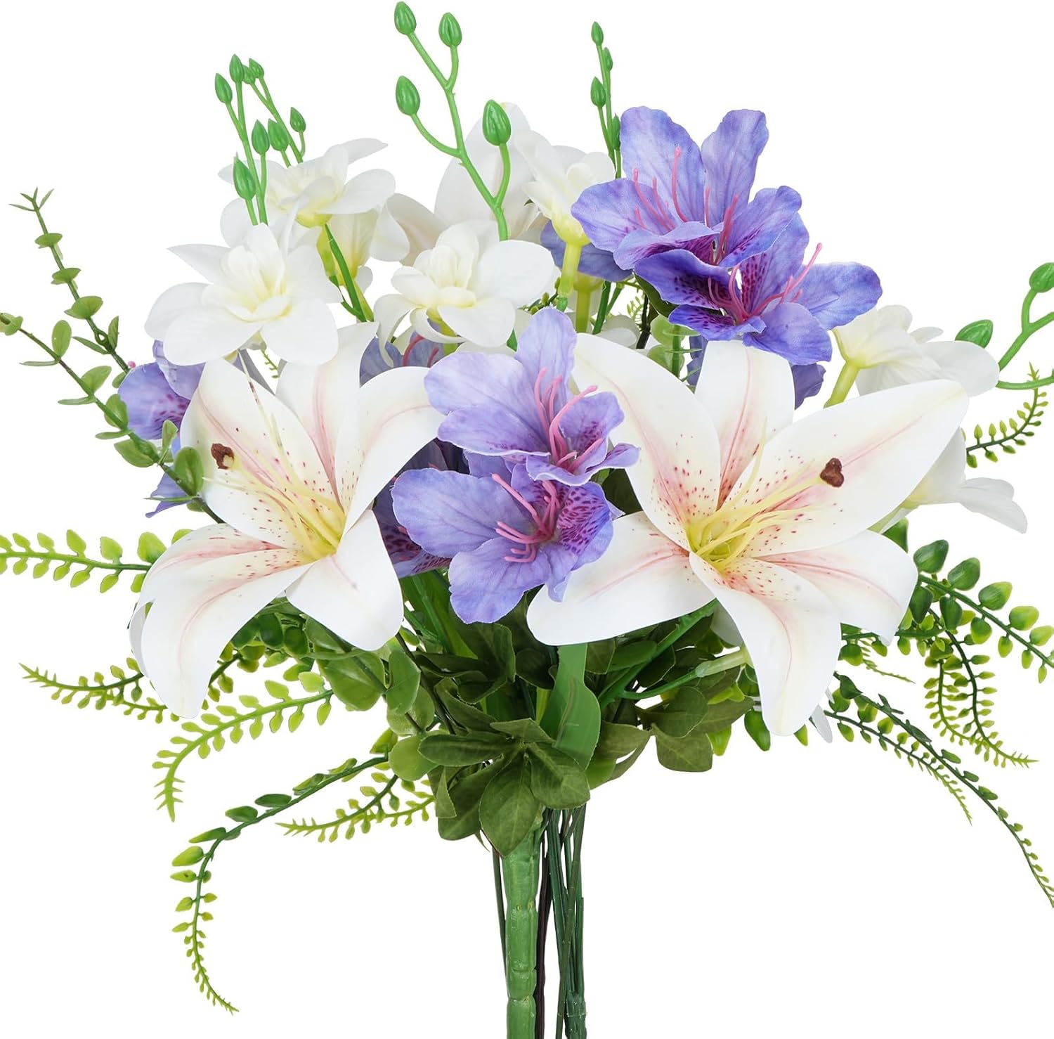 10 PCS Easter Lily Artificial Flowers Artificial Lilies Flowers 18.5" Tiger Lily Faux Flower Mixed Azalea Spring Silk Flowers Fake Lilys for Home Hotel Wedding Party Table Centerpiece Decor