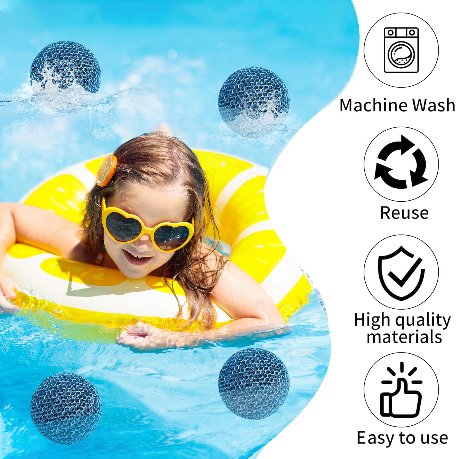 YumSur 6 Stück Whirlpool Schaum Absorber, Pool Absorbierball ölabsorbierender Schaumschwamm,Whirlpool Schaumreiniger Verschlingt Abschaum für Schwimmbäder und Spas(Style 2)