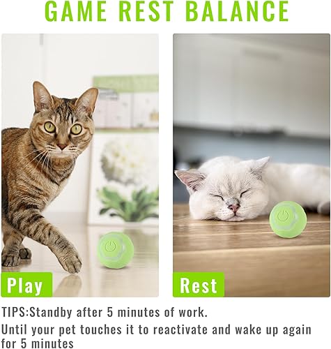 Miniatura 5 de Juguete interactivo inteligente 2.0 para gatos, bola rodante automática con luces coloridas y diseño floral, recargable por USB, activa los