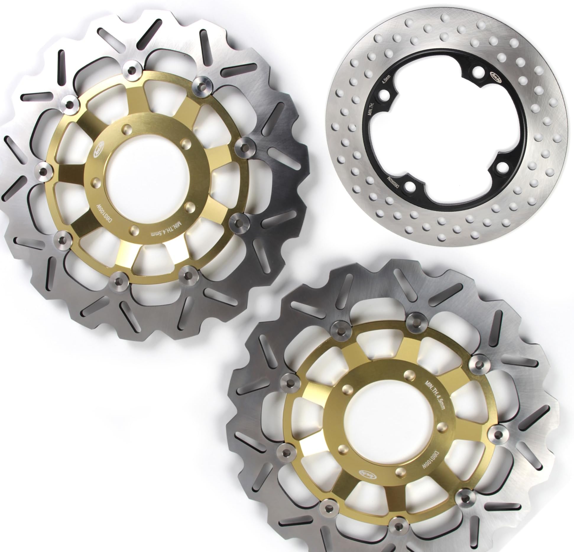 Arashi Front Rear Brake Discs Rotors for Daytona 675 2006-2012 675R 11-12, Speed Triple 675 2007-2012 675R 11-12, Motorcycle Replacement Accessories Gold