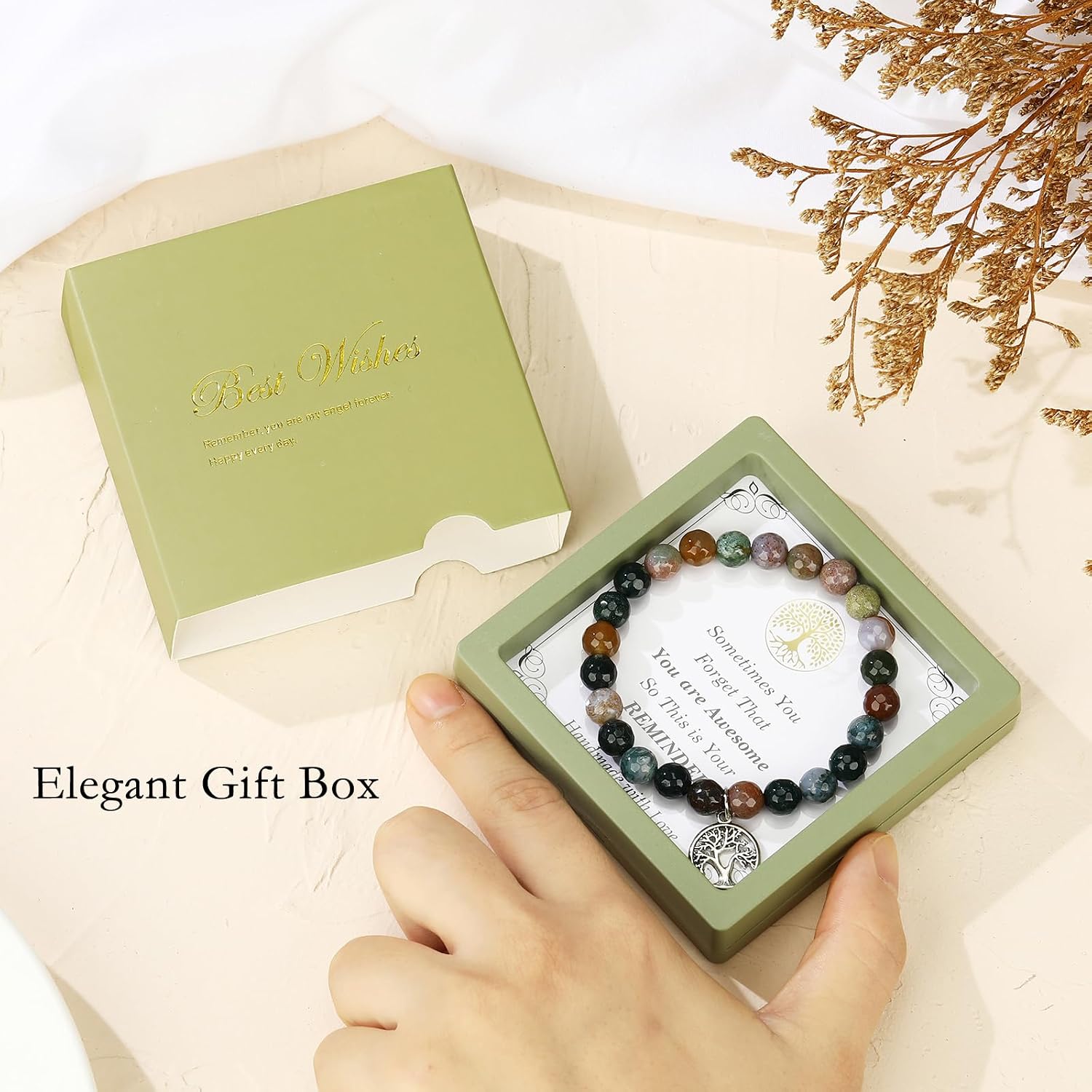 Natural Stone Bracelets for Women Appreciation Gifts for Graduation Birthday Christmas Mothers day Valentines Thanksgiving Teacher, Retirement Gifts for Women Coworker Friends image 5