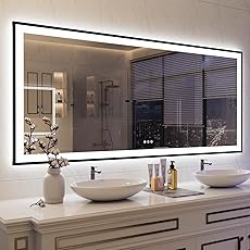 ISKM Framed LED Mirror for Bathroom 96"x36", Dimmable LED Bathroom Mirror with Lights, Anti-Fog, Front and Backlit Lighted Mirror 3-Colors, Shatterproof, Memory Function