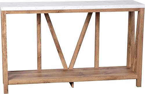 Miniatura 3 de Merrick Lane Erikson - Mesa de sofá - Diseño moderno de granja - Madera de ingeniería resistente a la deformación en roble cálido - Parte superior