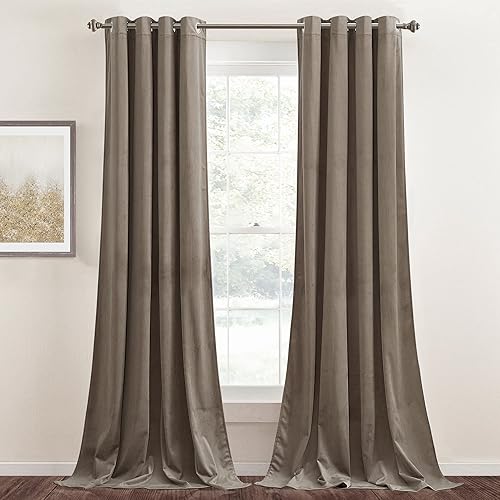 StangH Cortina de terciopelo gris pardo de 96 pulgadas, paneles de lujo súper suaves, de eficiencia energética, cortinas gruesas con ojales,