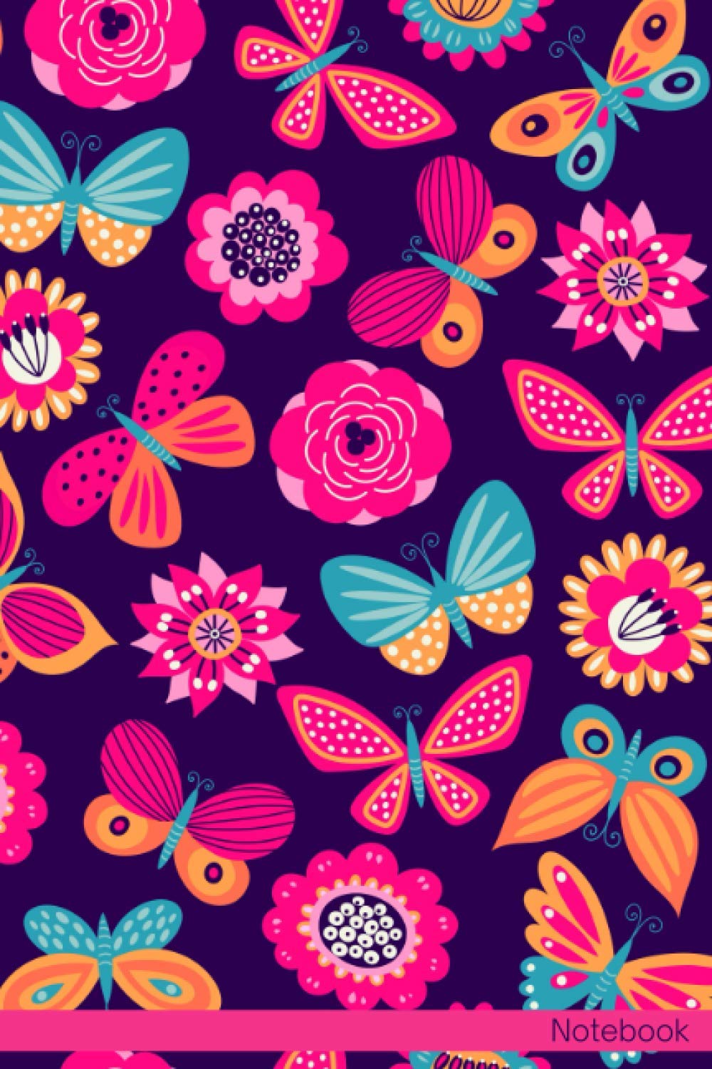 Notebook: Butterfly Journal Notebook For Teens and Adults | 120 Pages | Grey Lines | Glossy Cover | 6 x 9 In