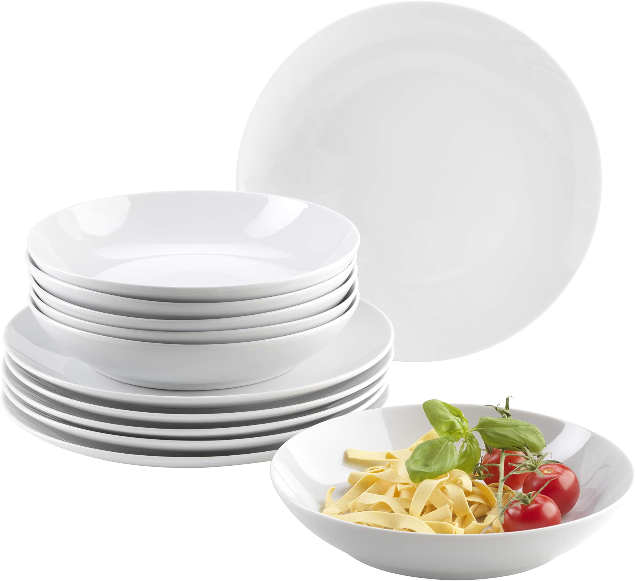 Ritzenhoff & Breker Jasper - Servizio da tavola vaniglia, 12 pezzi, per 6 persone, 6 piatti fondi, 610 ml e 6 piatti piani, piatti piani e piatti profondi per colazione, pranzo e