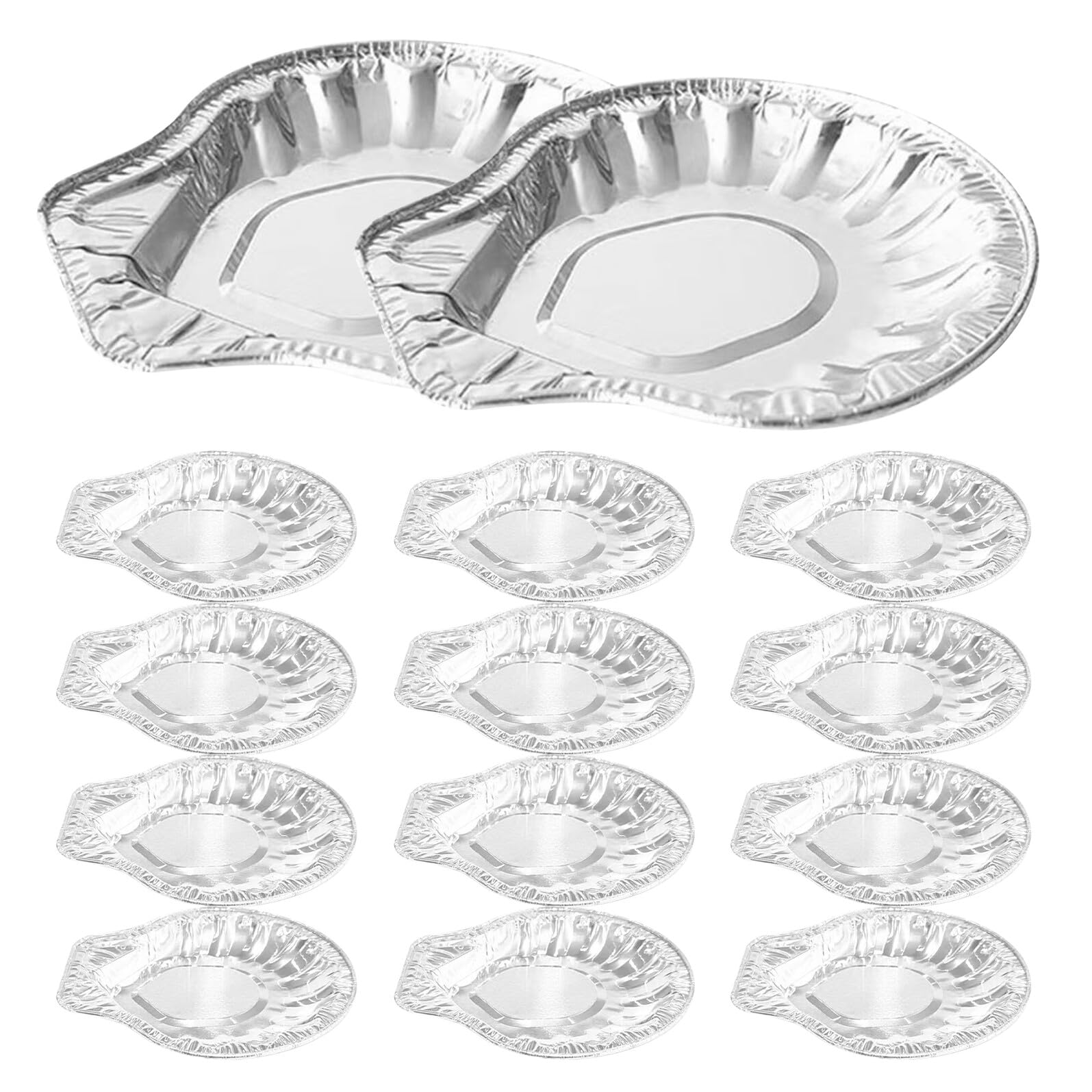 Bandejas de aluminio tipo concha resistentes, 100 platos uniformes para servir ostras en fiestas