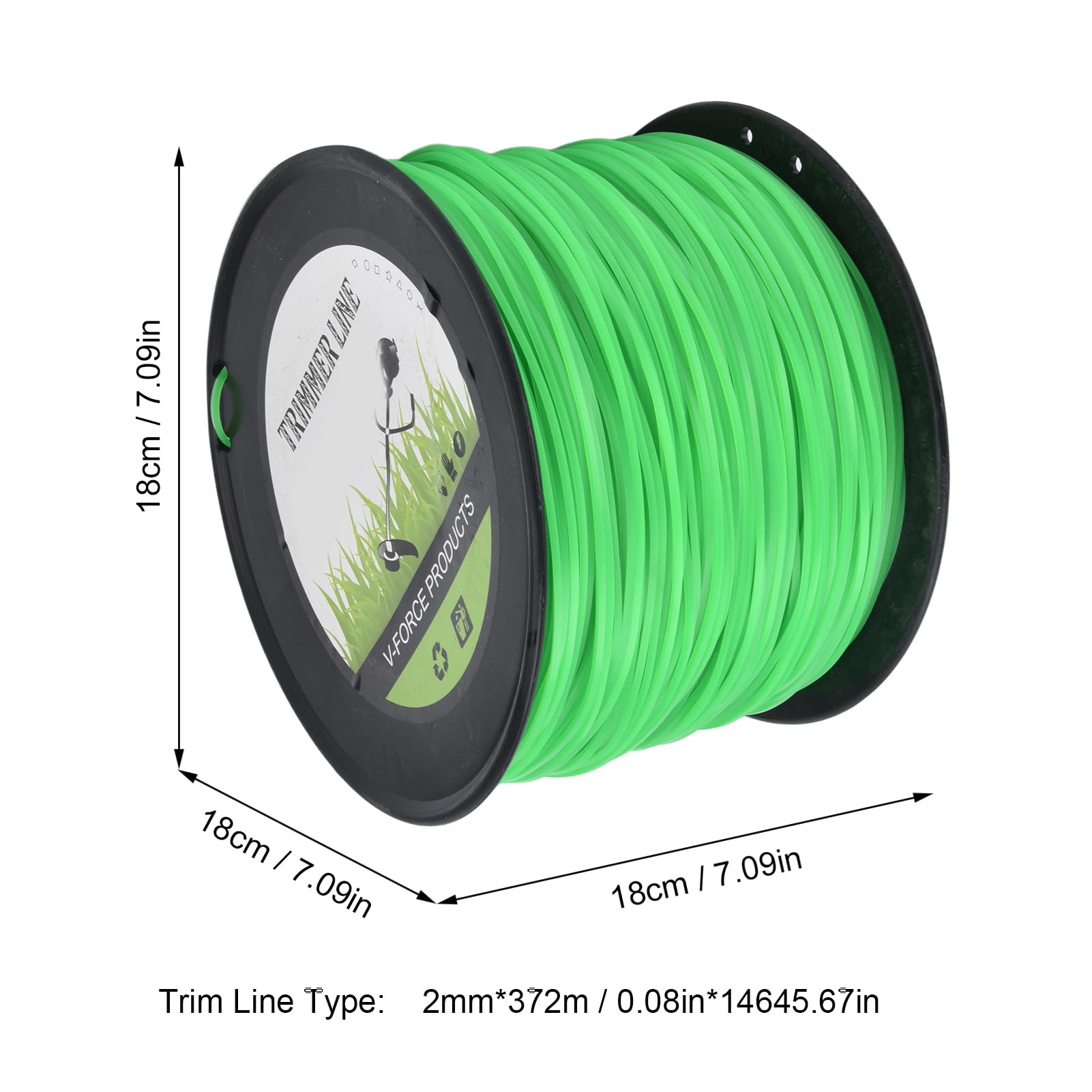 Bobina di Ricambio per Filo da Taglio, 2,0 Mm 372 Metri Filo per Tosaerba Filo per Tosaerba Filo Verde per per Ryobi per