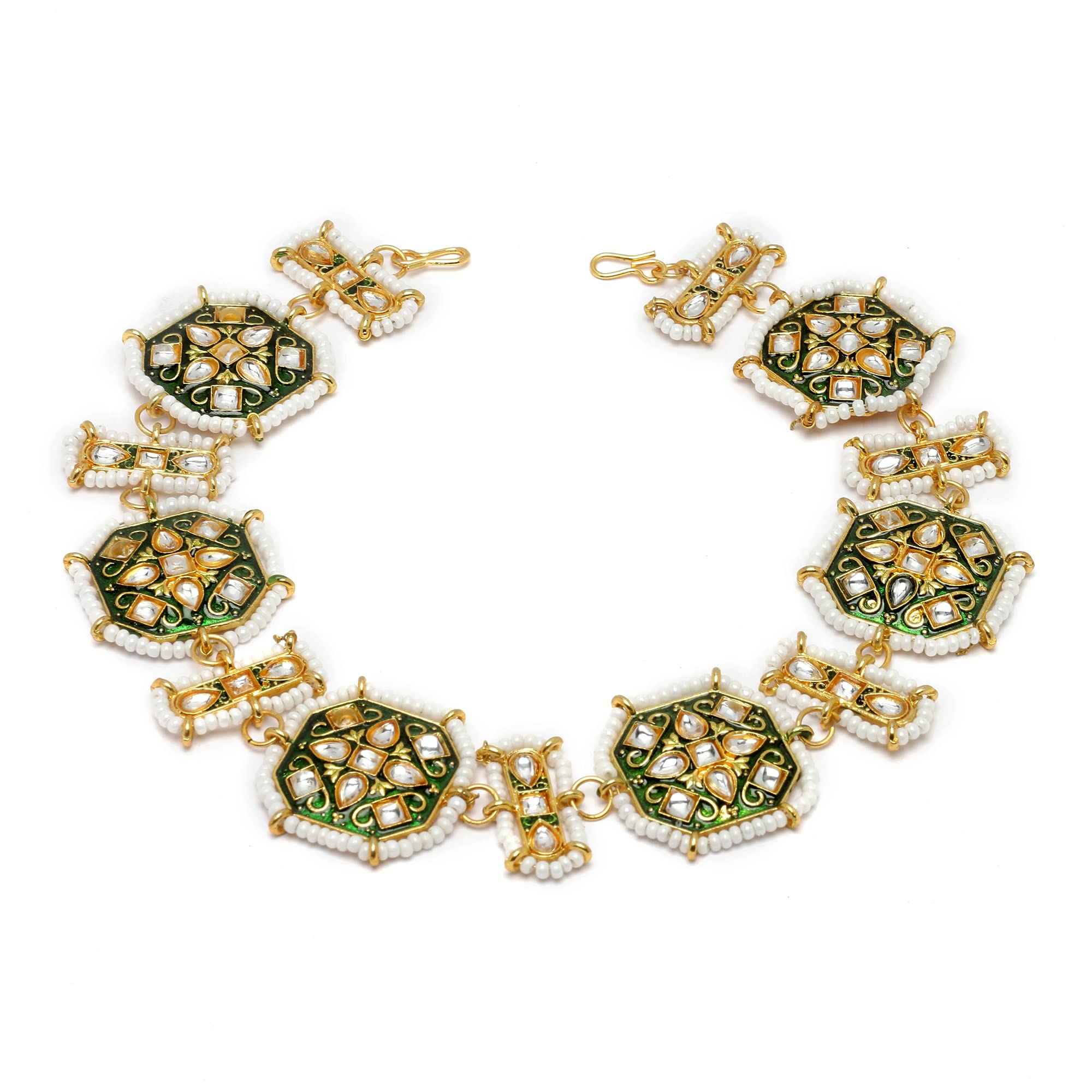 ZENEMETraditional Gold-Plated Pearl & Kundan studded Handcrafted Sheeshphool For Women & Girls