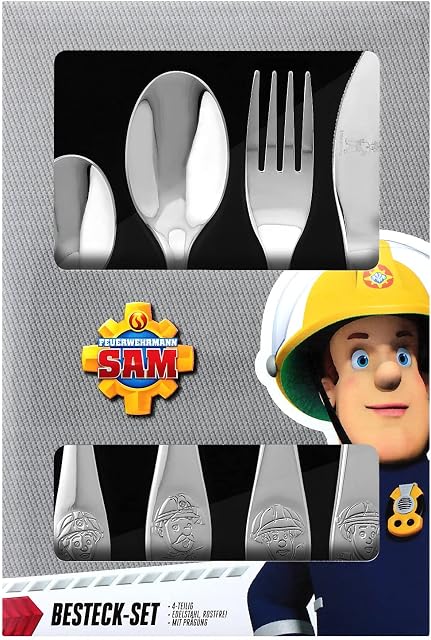 Feuerwehrmann Sam 27138 Fireman Sam 4 Piece Cutlery Set, Colourful