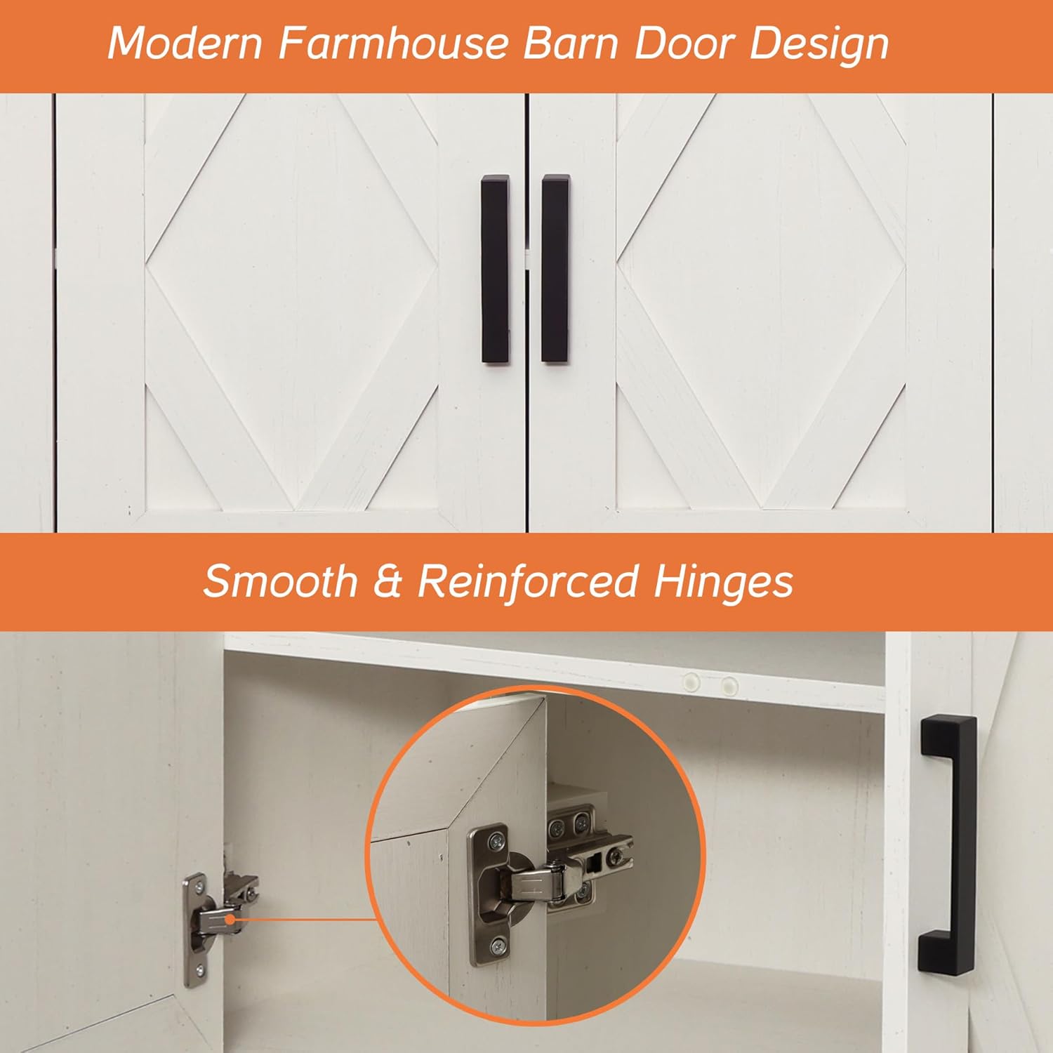 WAMPAT 82.7" W TV Stand for up to 95" TVs,Farmhouse Entertainment Center with Storage Barn Door Cabinet,TV Console Table with Media Cabinet and Drawers for Living Room,Bedroom,Cream White