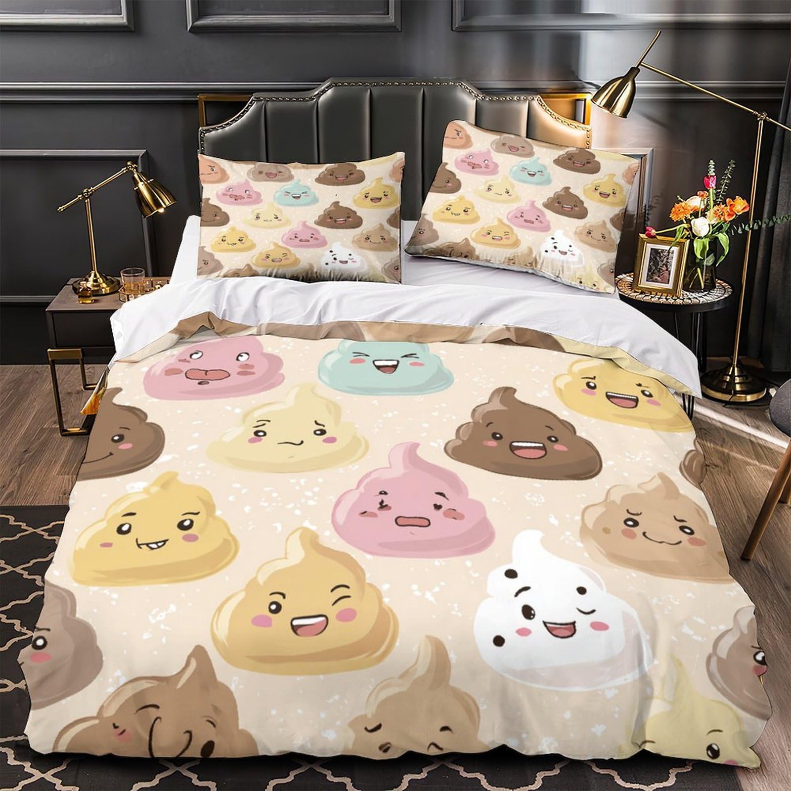 Housse de couette 140x200 en microfibre ultra douce motif caca