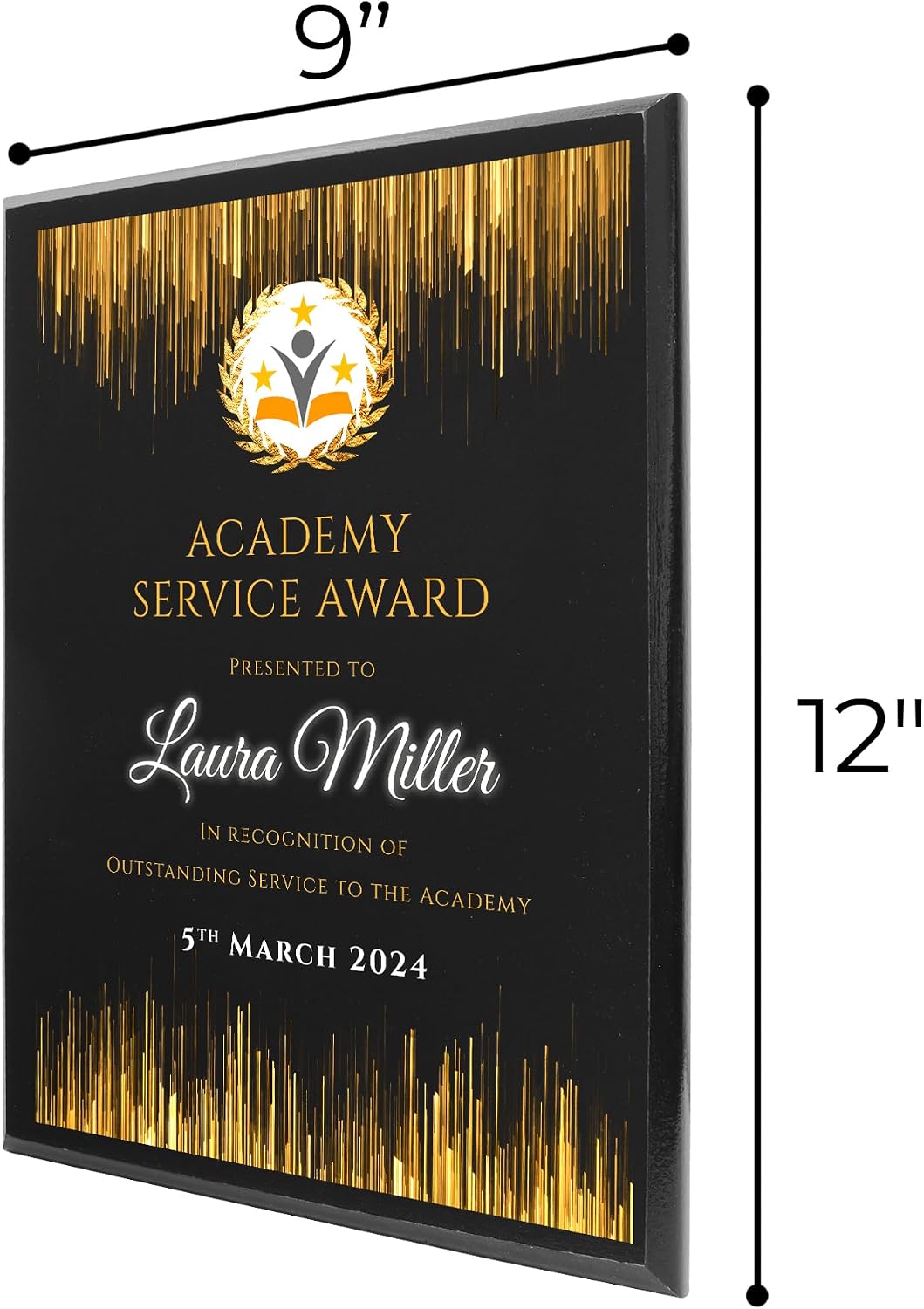 9" x 12" Custom Wall Plaque for Awards and Recognition - High Gloss Cherry Finish With Keyholed Back for Vertical and Horizontal Hanging - Personalized Office Wall Decor (Design A)