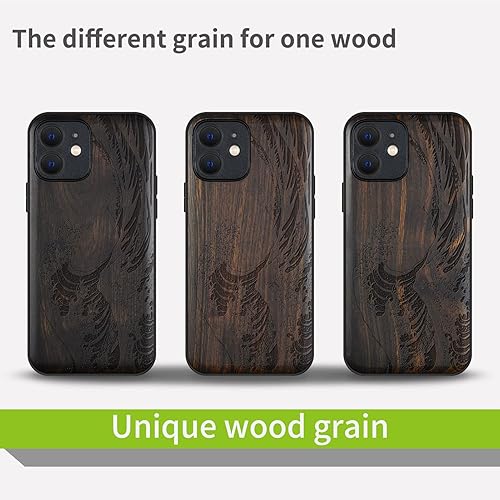 Miniatura 51 de Carveit Funda magnética de madera para iPhone 12 Pro [madera natural y TPU suave] a prueba de golpes, funda de madera única y elegante compatible