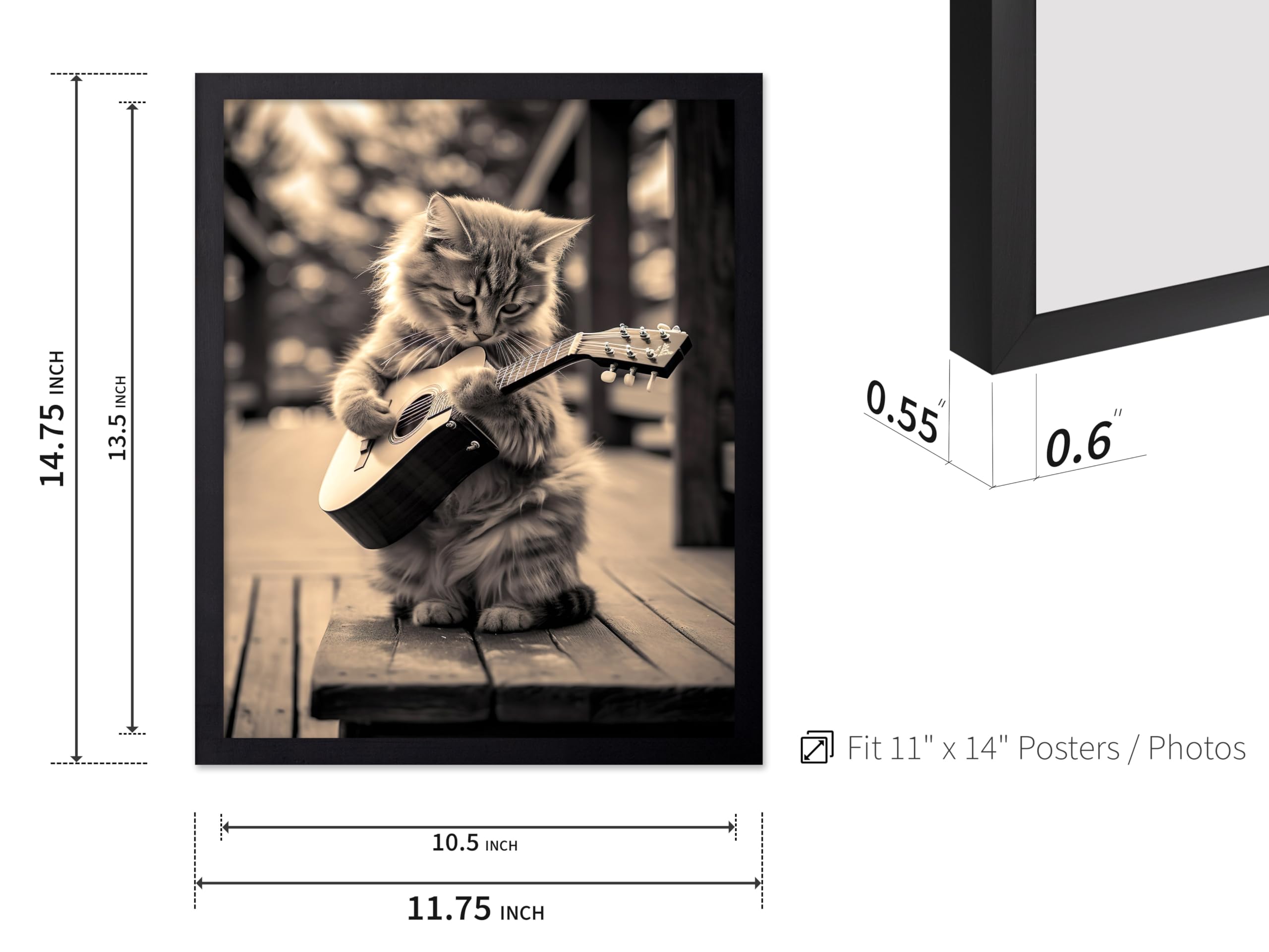 Poster Master Poster con gatti che suonano la chitarra, arte fotografica, arte musicale, regalo per uomini, donne e amanti degli animali, decorazione divertente per camera da letto, soggiorno