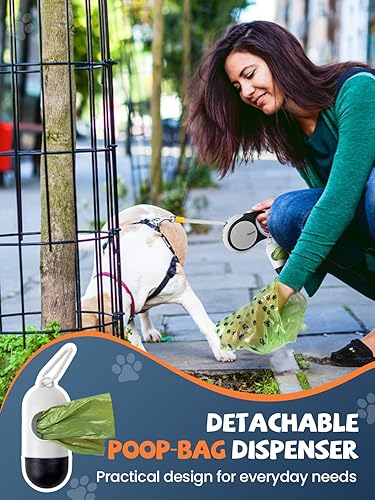 Miniatura 7 de Correa retráctil para perro con linterna LED, correa retráctil 3 en 1 para perros pequeños y medianos de hasta 66 libras, mango antideslizante